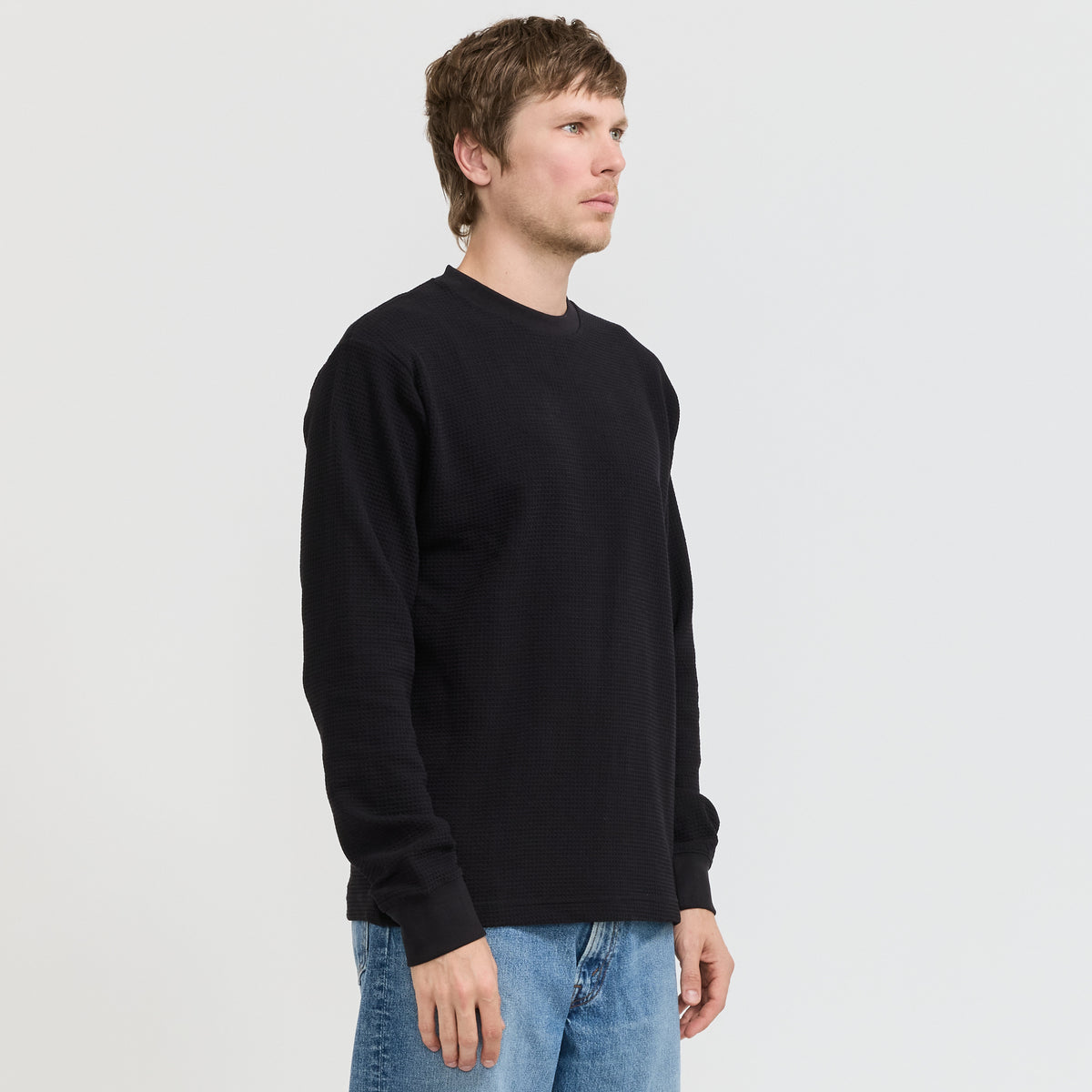 Thermal Waffle LS Tee Black