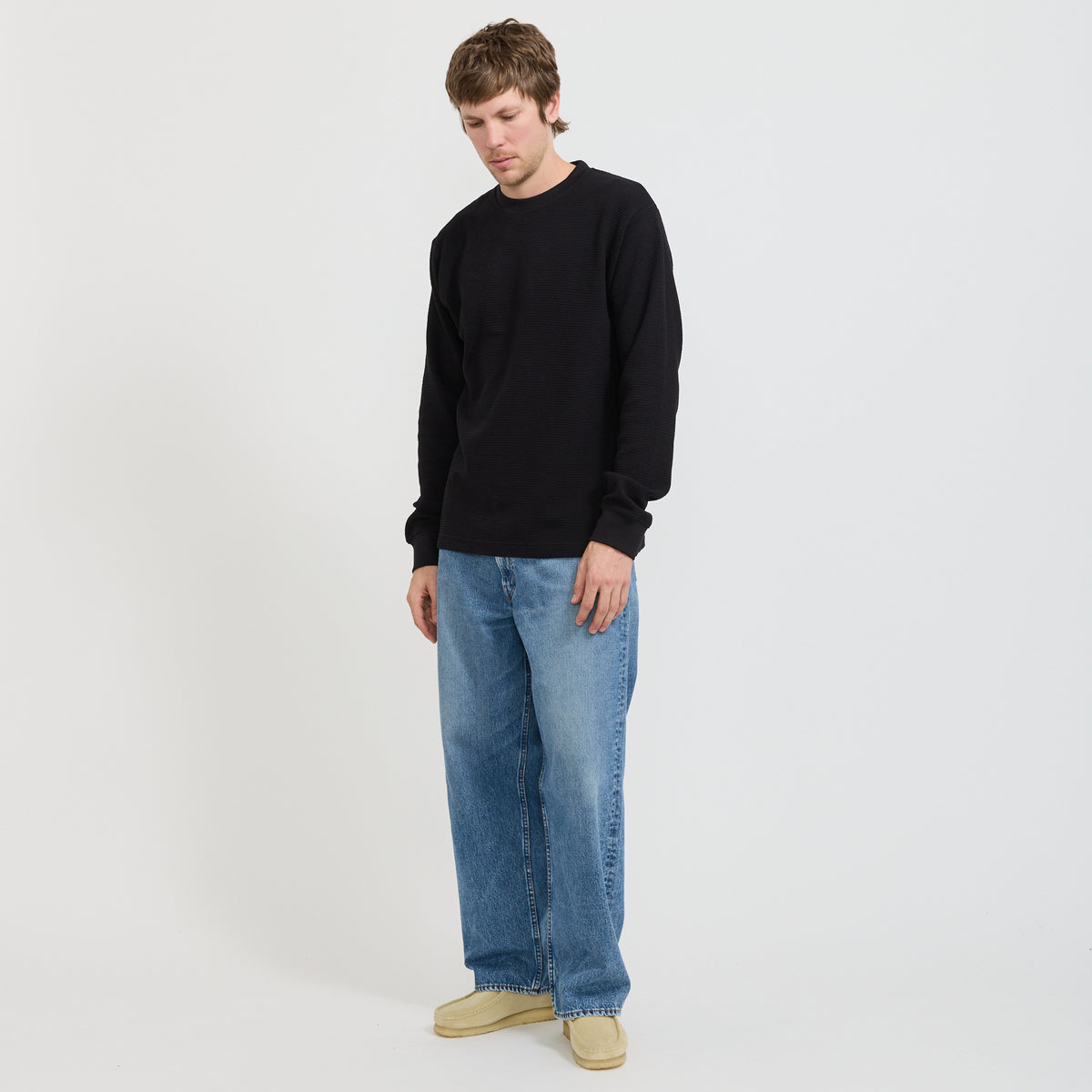 Thermal Waffle LS Tee Black
