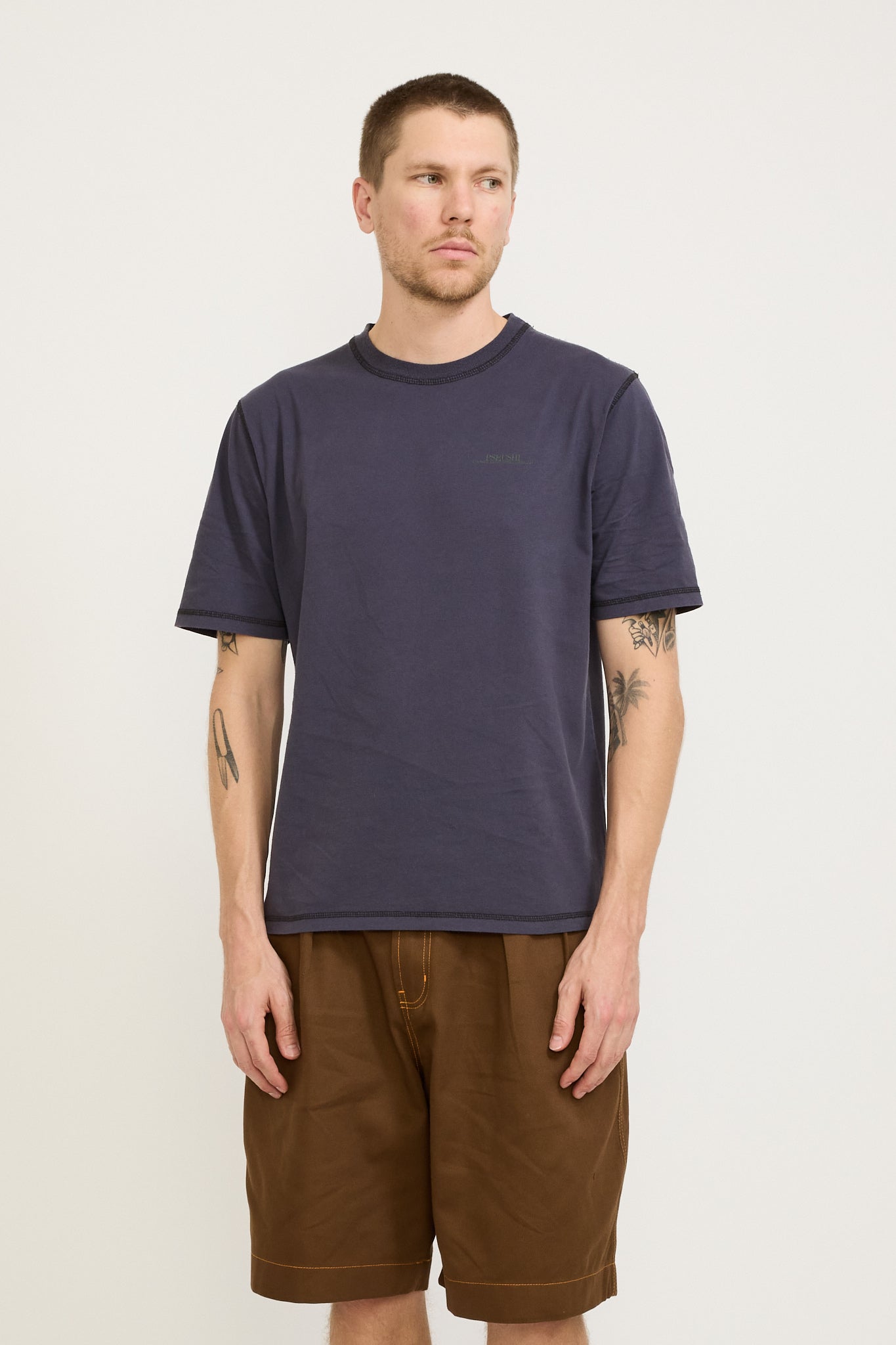 Contrast Stitch SS Tee Black Currant