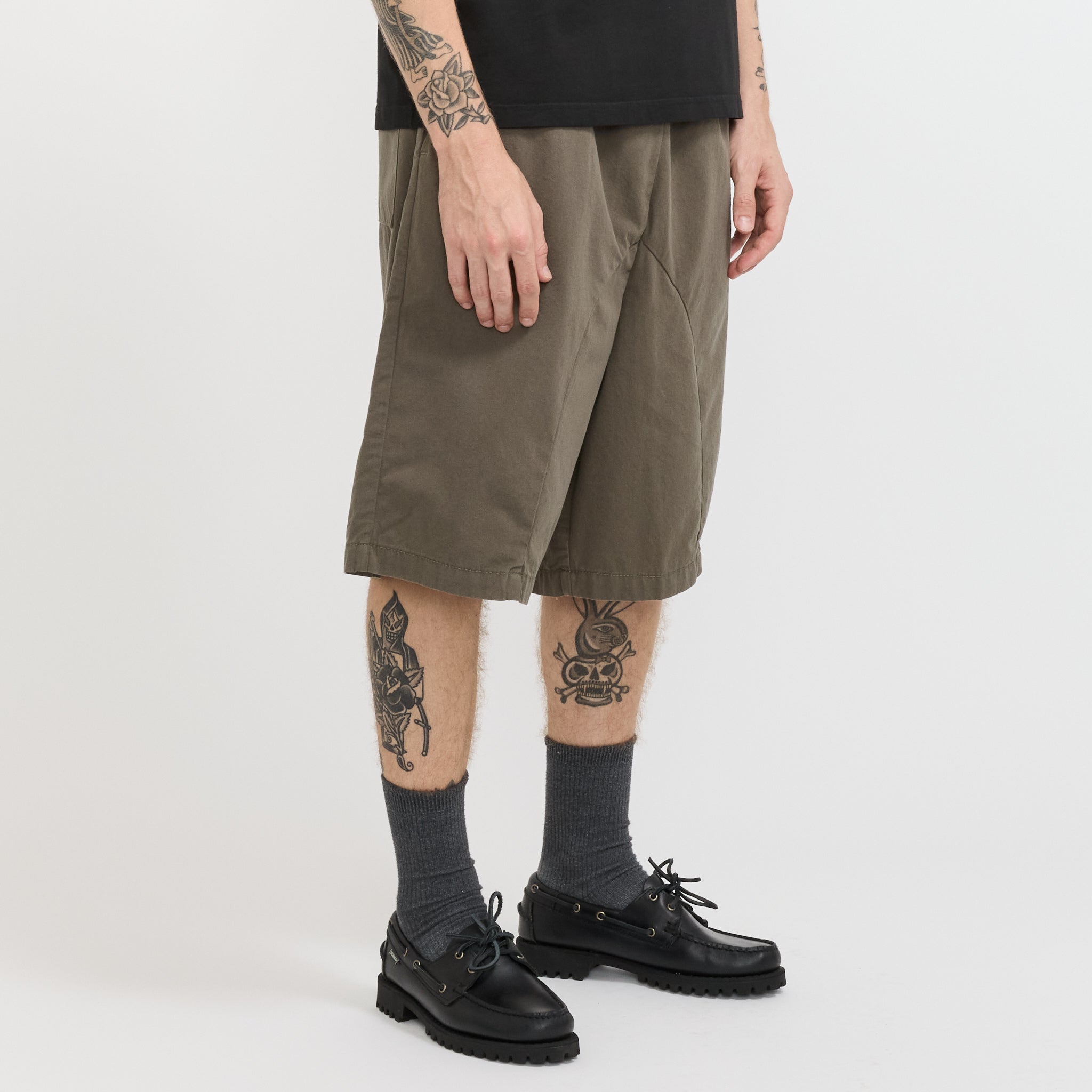 Pseushi | Elasticated Cotton Shorts Bark | Maplestore