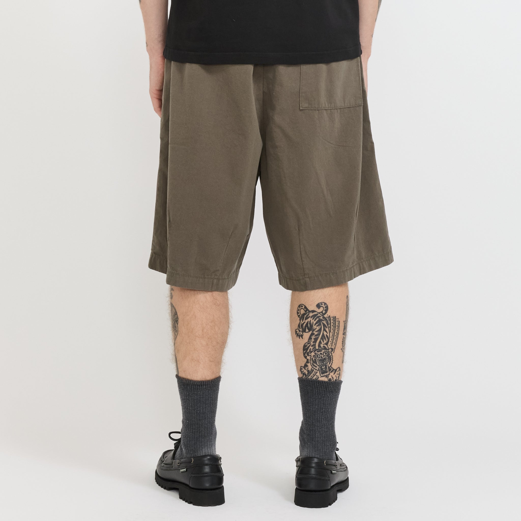 Pseushi | Elasticated Cotton Shorts Bark | Maplestore