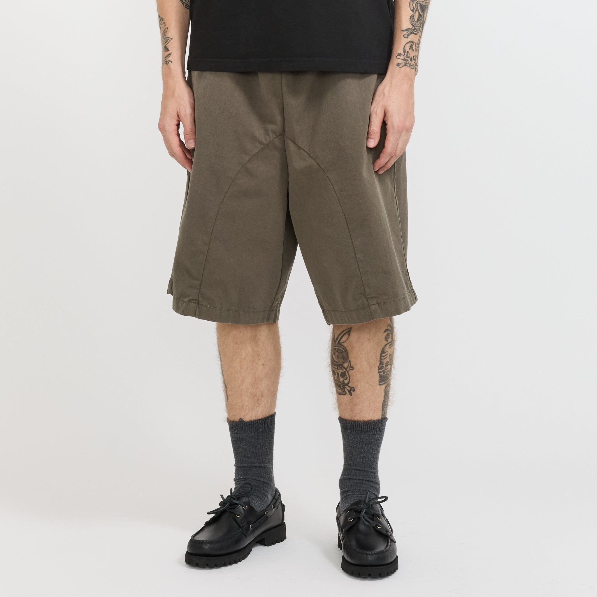 Pseushi | Elasticated Cotton Shorts Bark | Maplestore