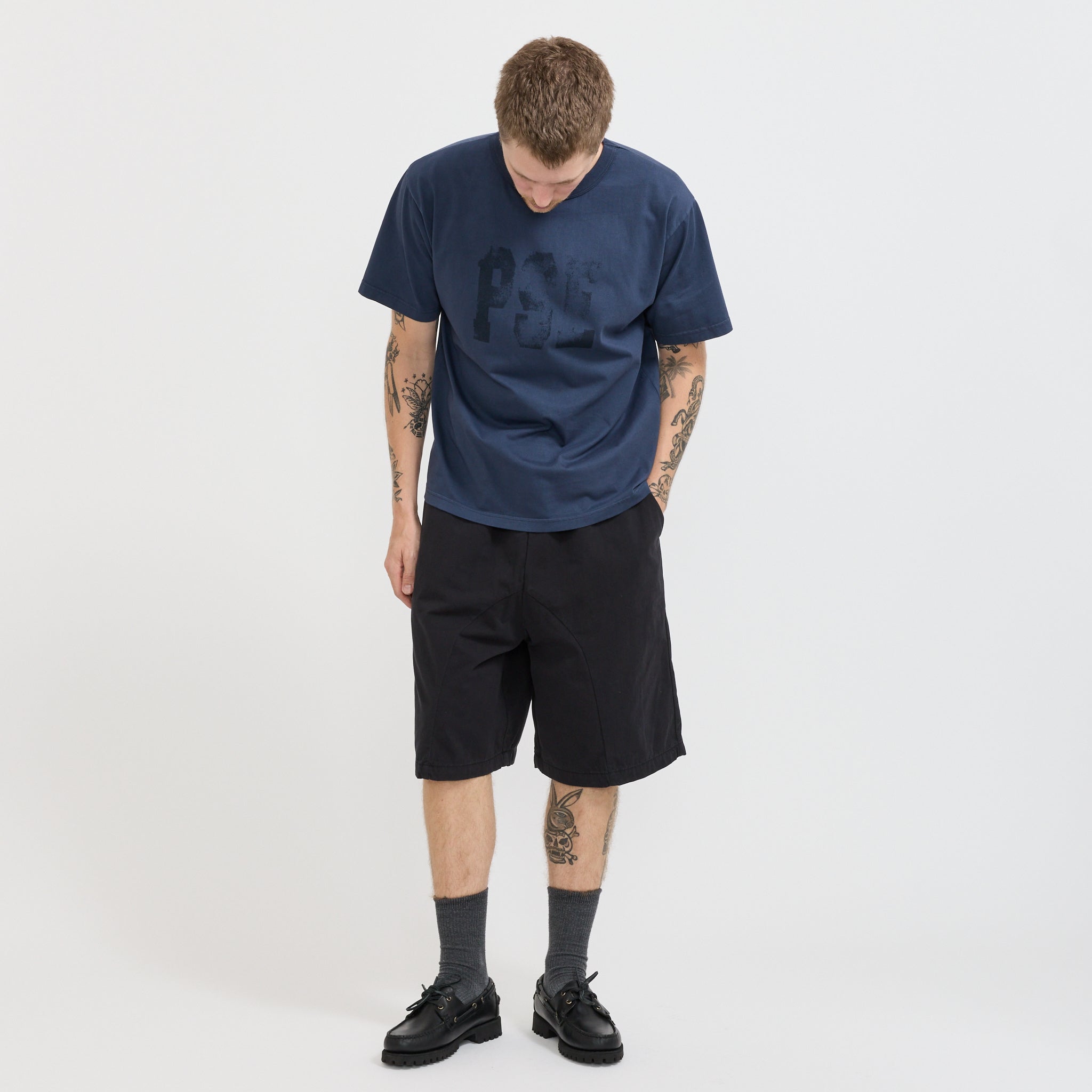 Pseushi | Elasticated Cotton Shorts Black | Maplestore