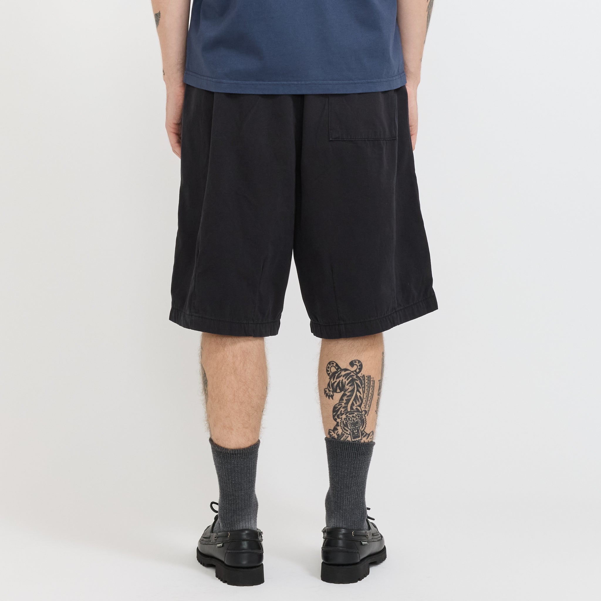 Pseushi | Elasticated Cotton Shorts Black | Maplestore