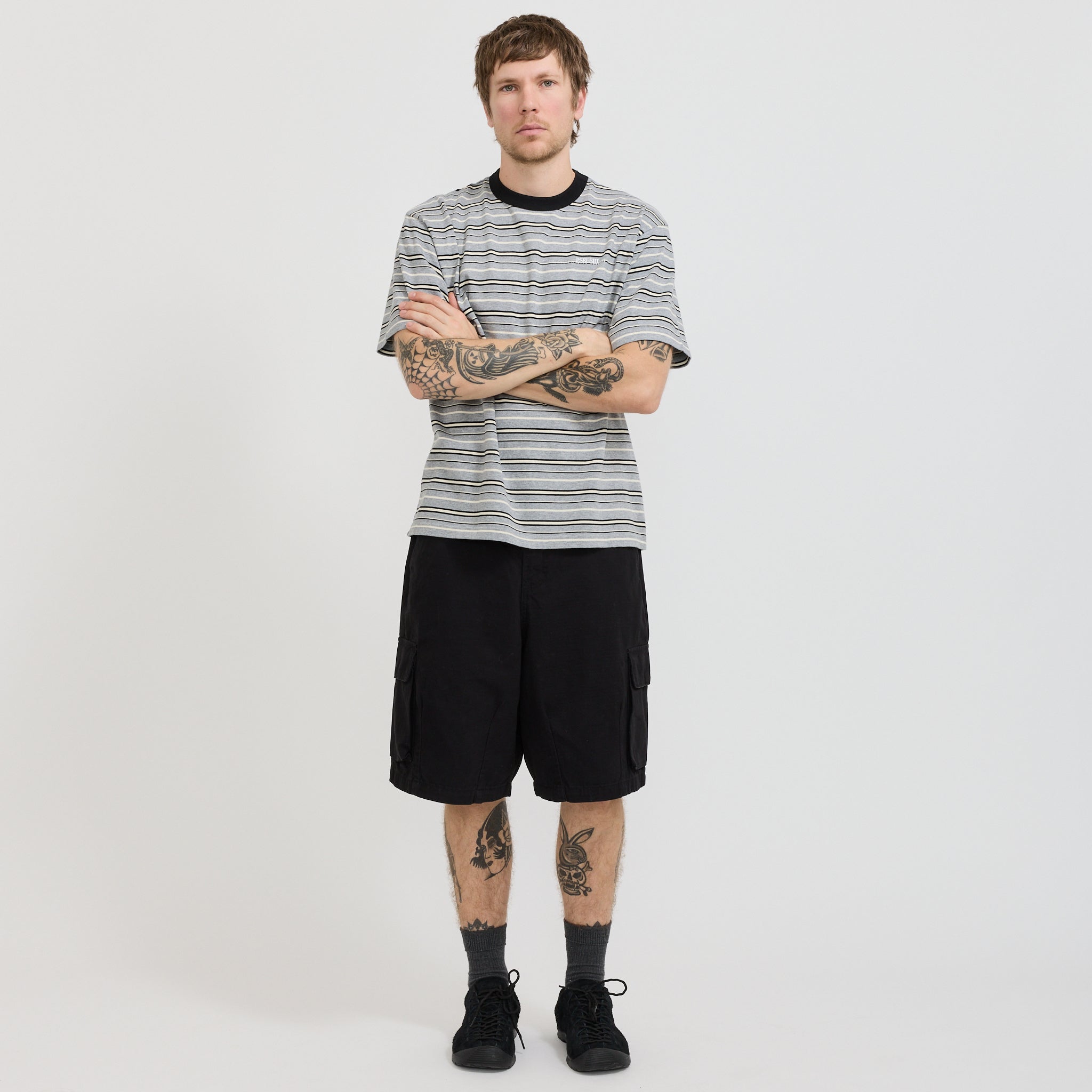 Knitted Stripes Tee Grey