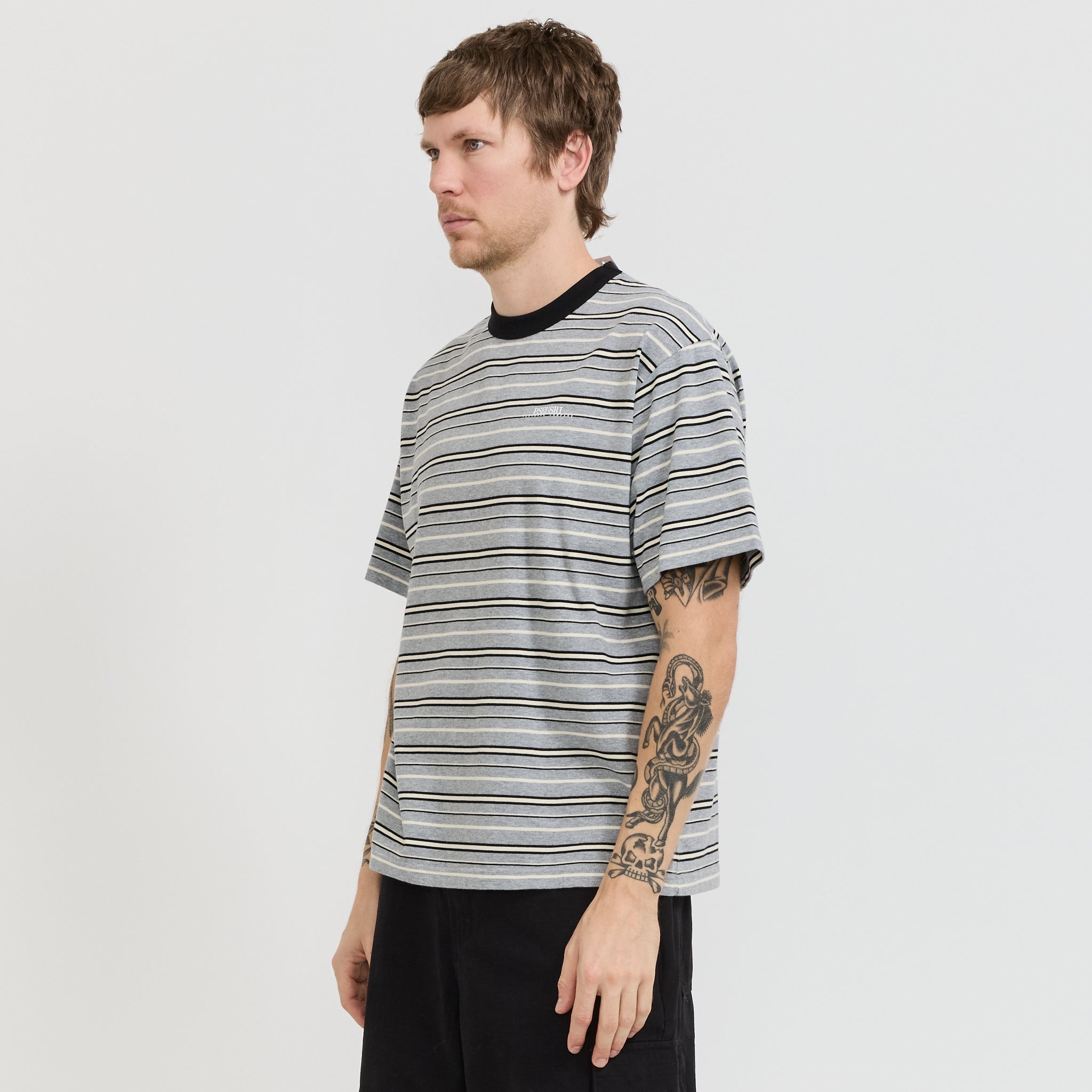 Knitted Stripes Tee Grey