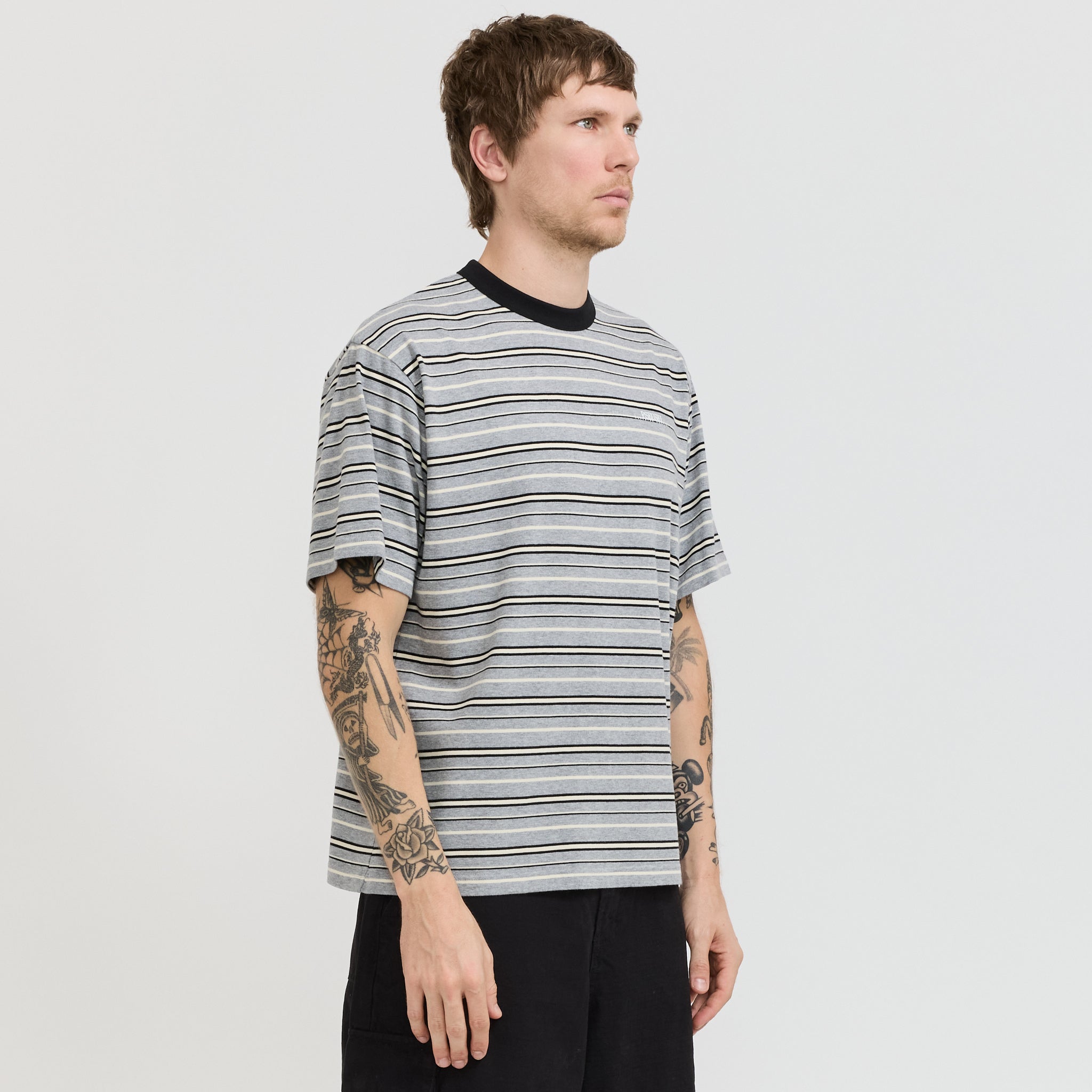 Knitted Stripes Tee Grey