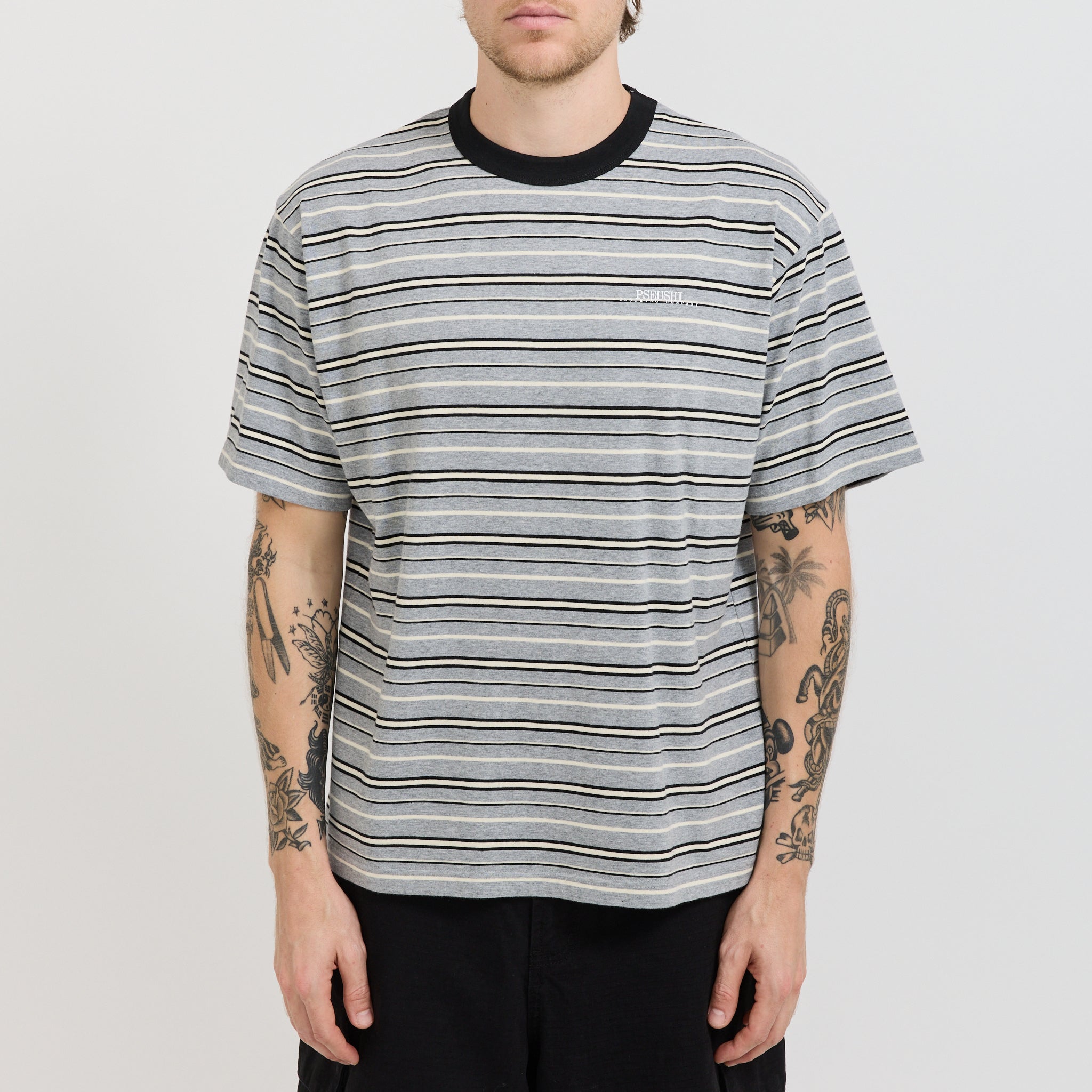 Knitted Stripes Tee Grey