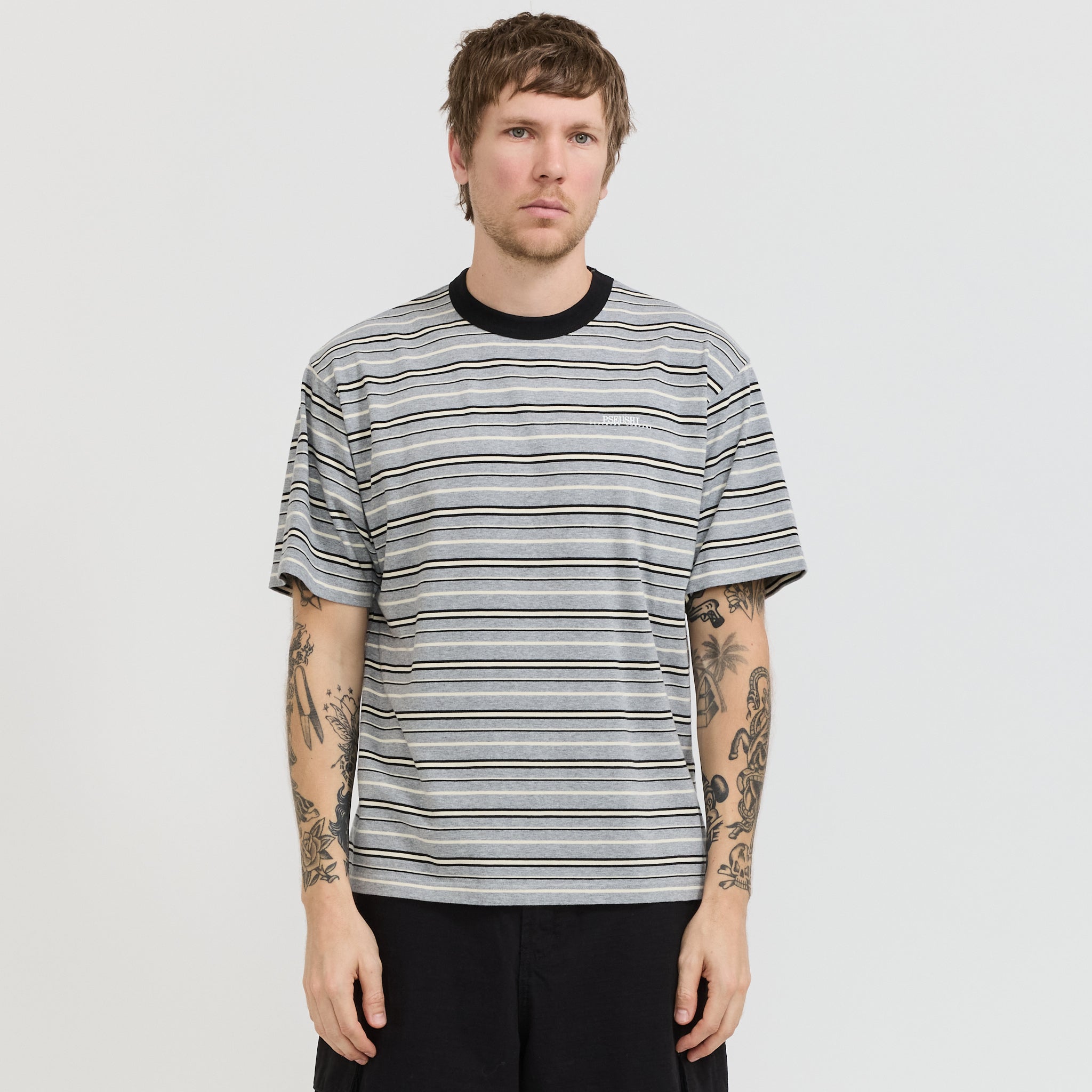 Knitted Stripes Tee Grey