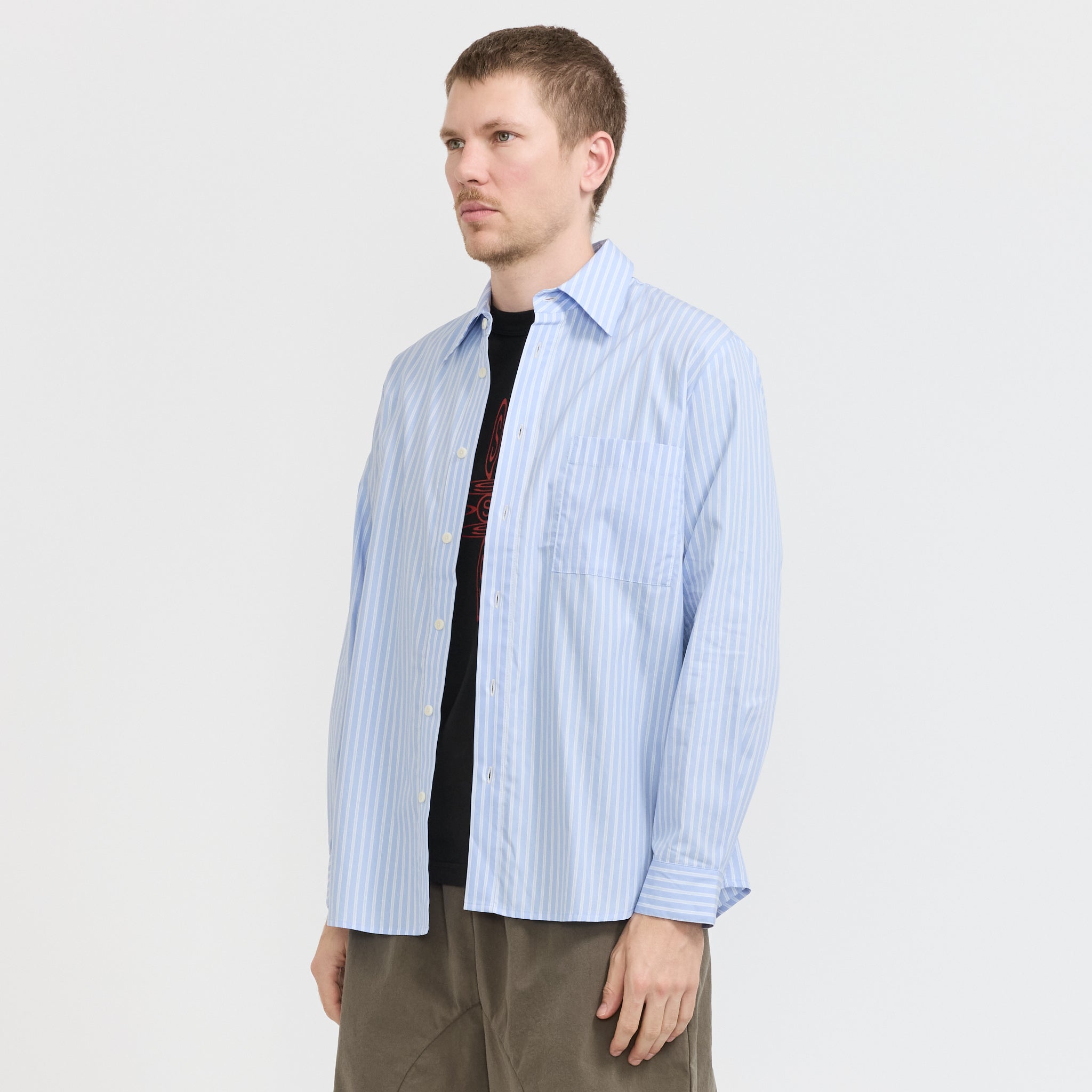 Pseushi | L/S Evening Shirt Blue Stripe | Maplestore