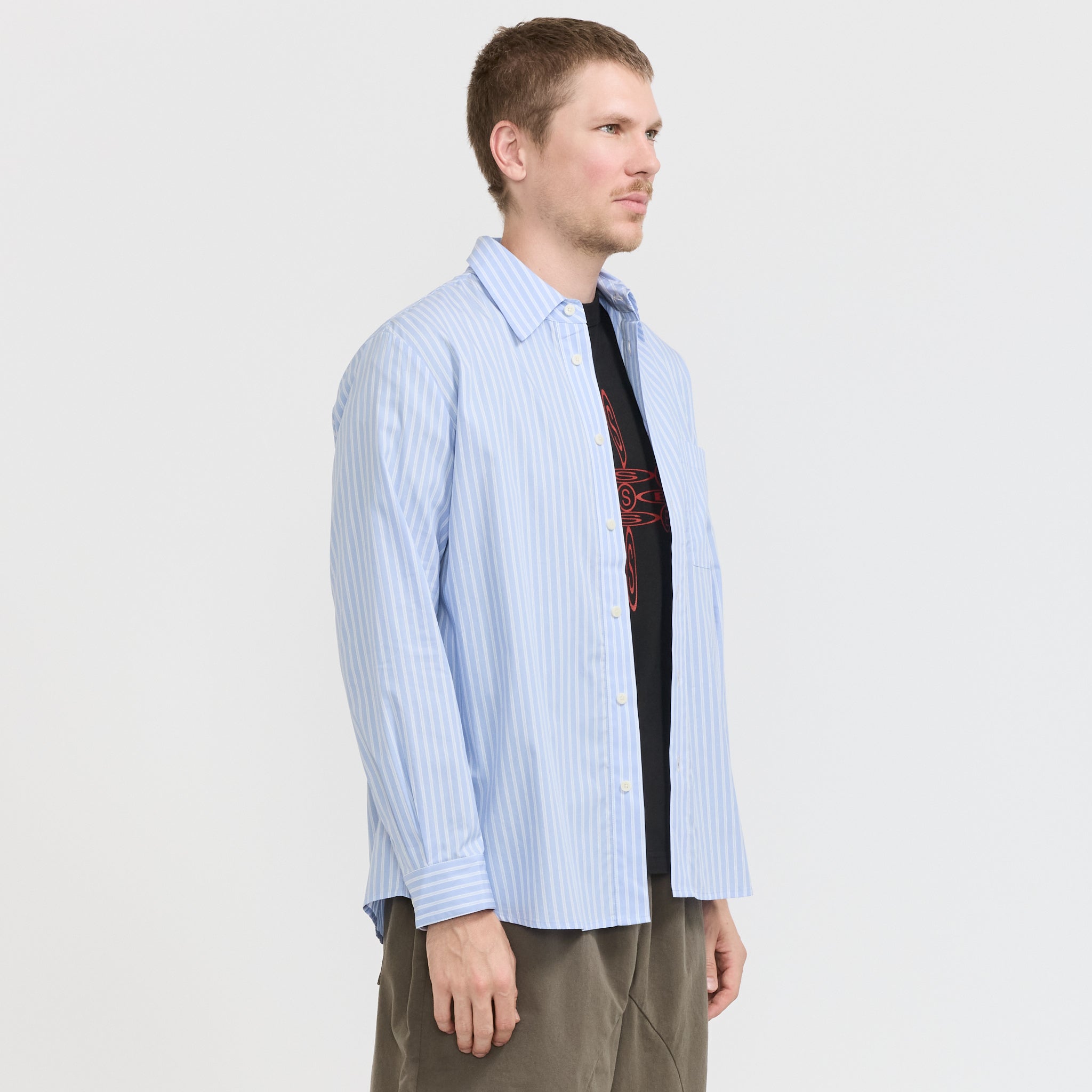 Pseushi | L/S Evening Shirt Blue Stripe | Maplestore