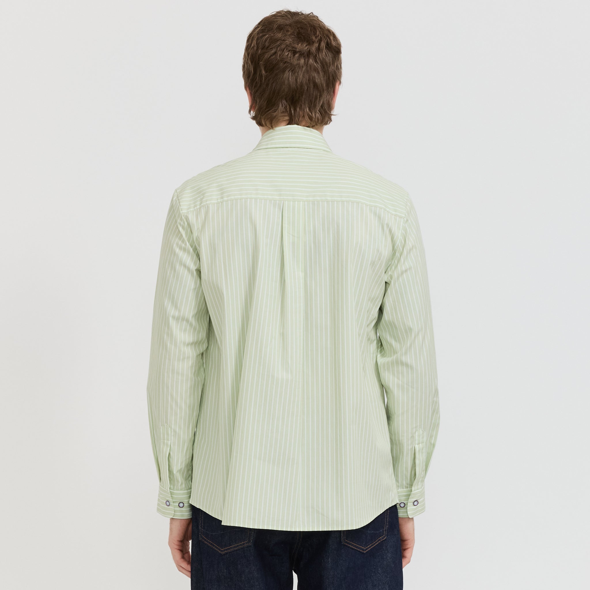 L/S Green Stripe Poplin Shirt