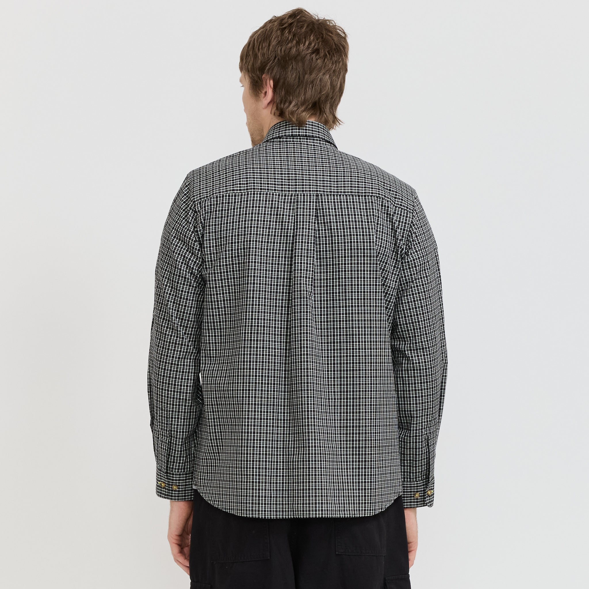 L/S Black Plaid Shirt