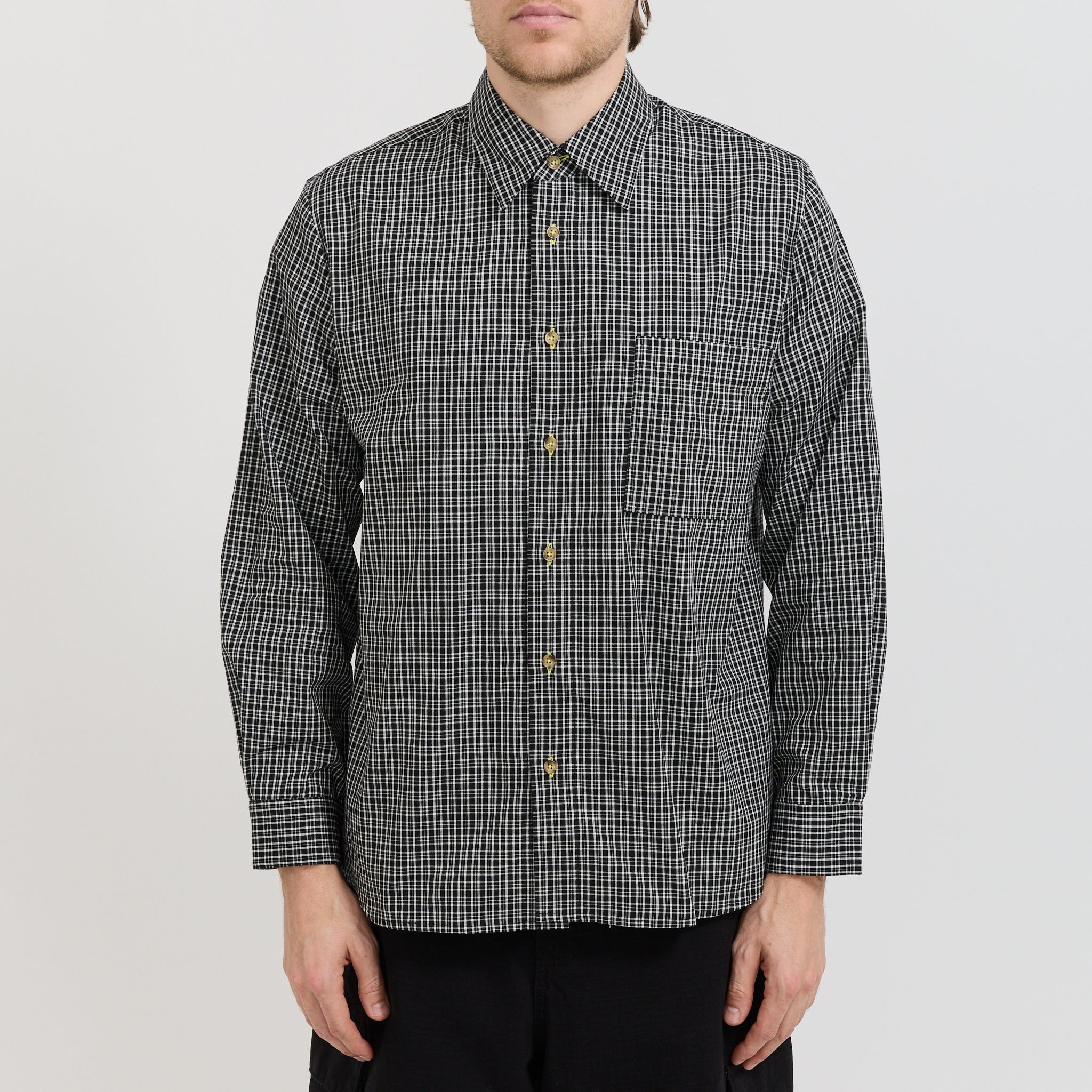 L/S Black Plaid Shirt