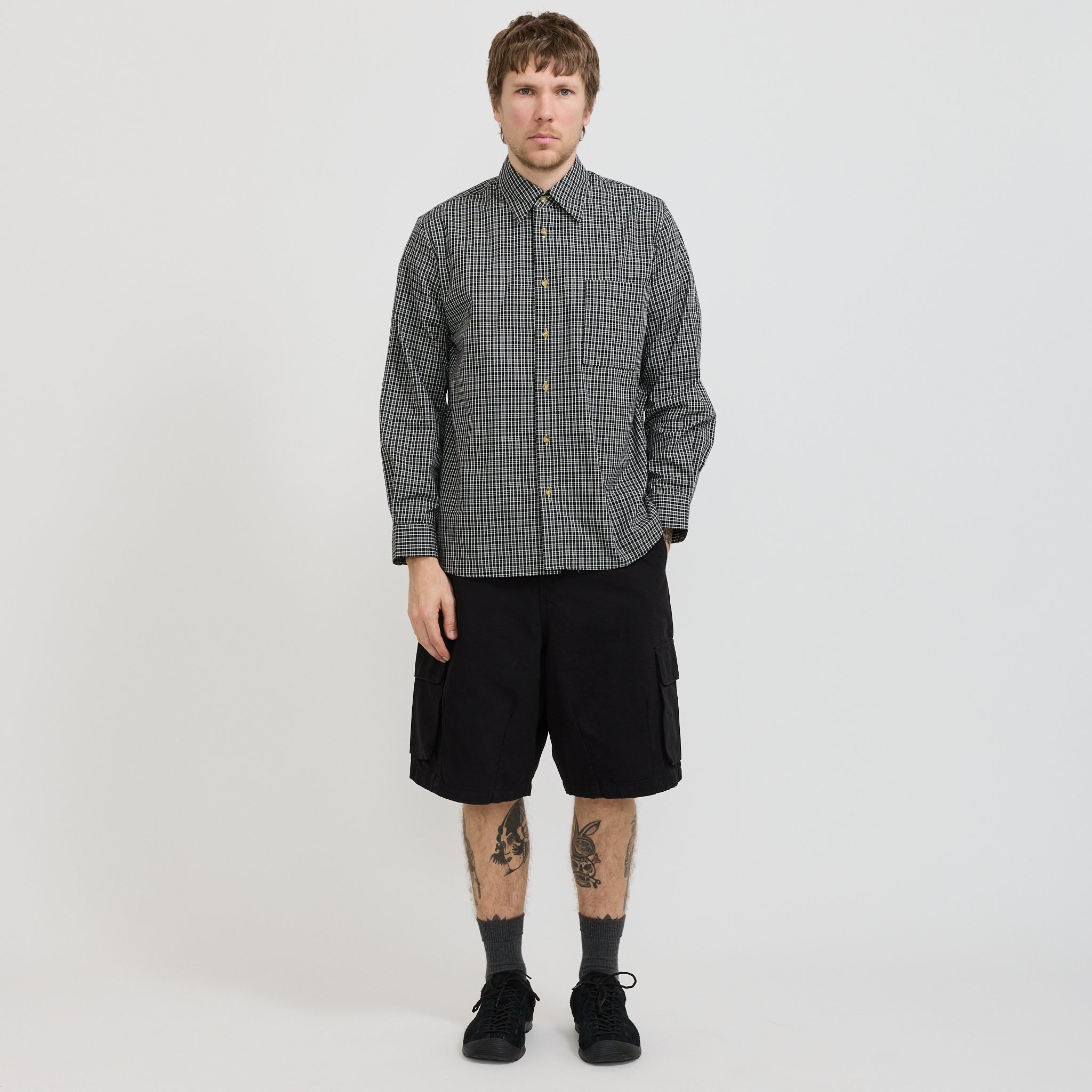 L/S Black Plaid Shirt