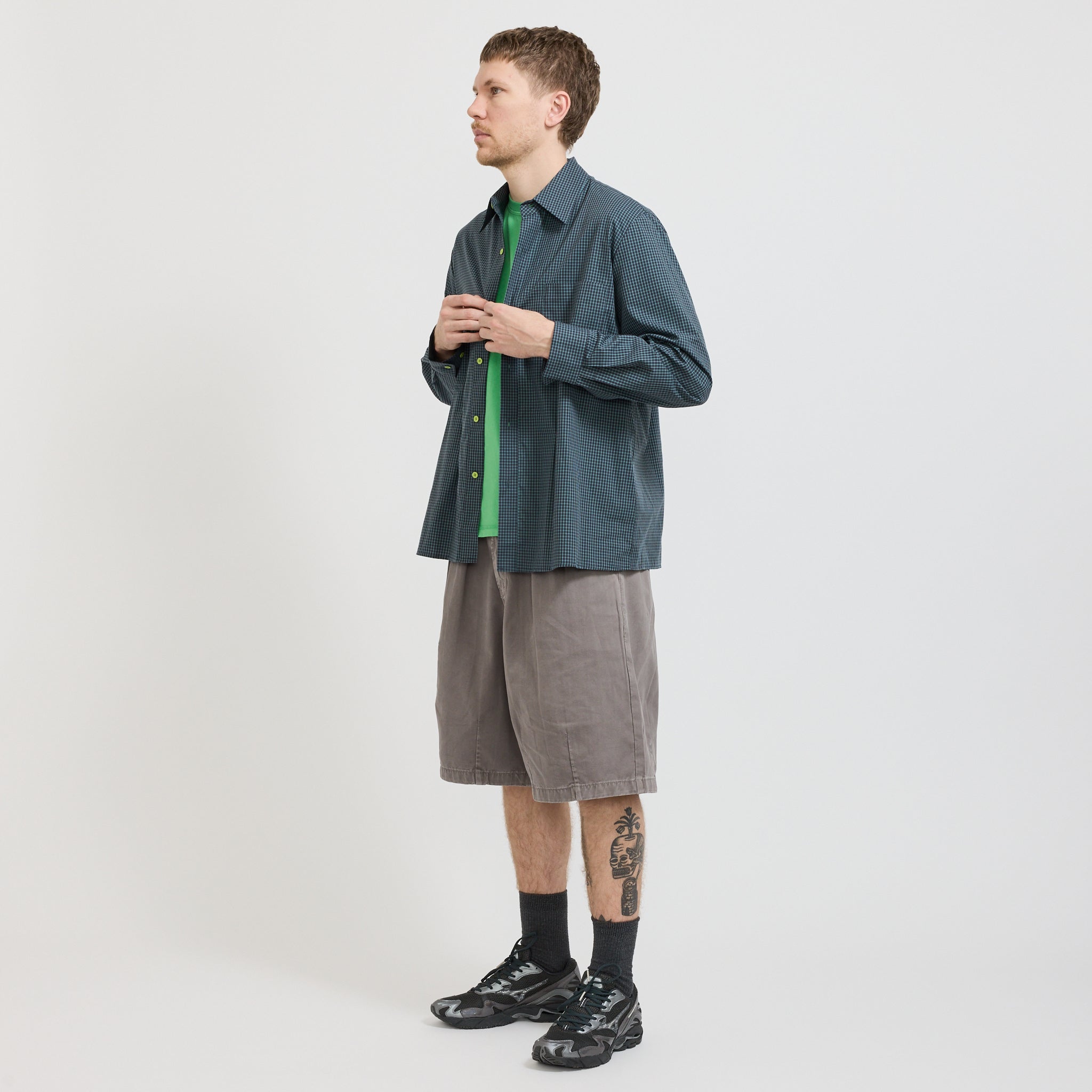 Pseushi | Long Sleeve Shirt Blue/Green Check | Maplestore