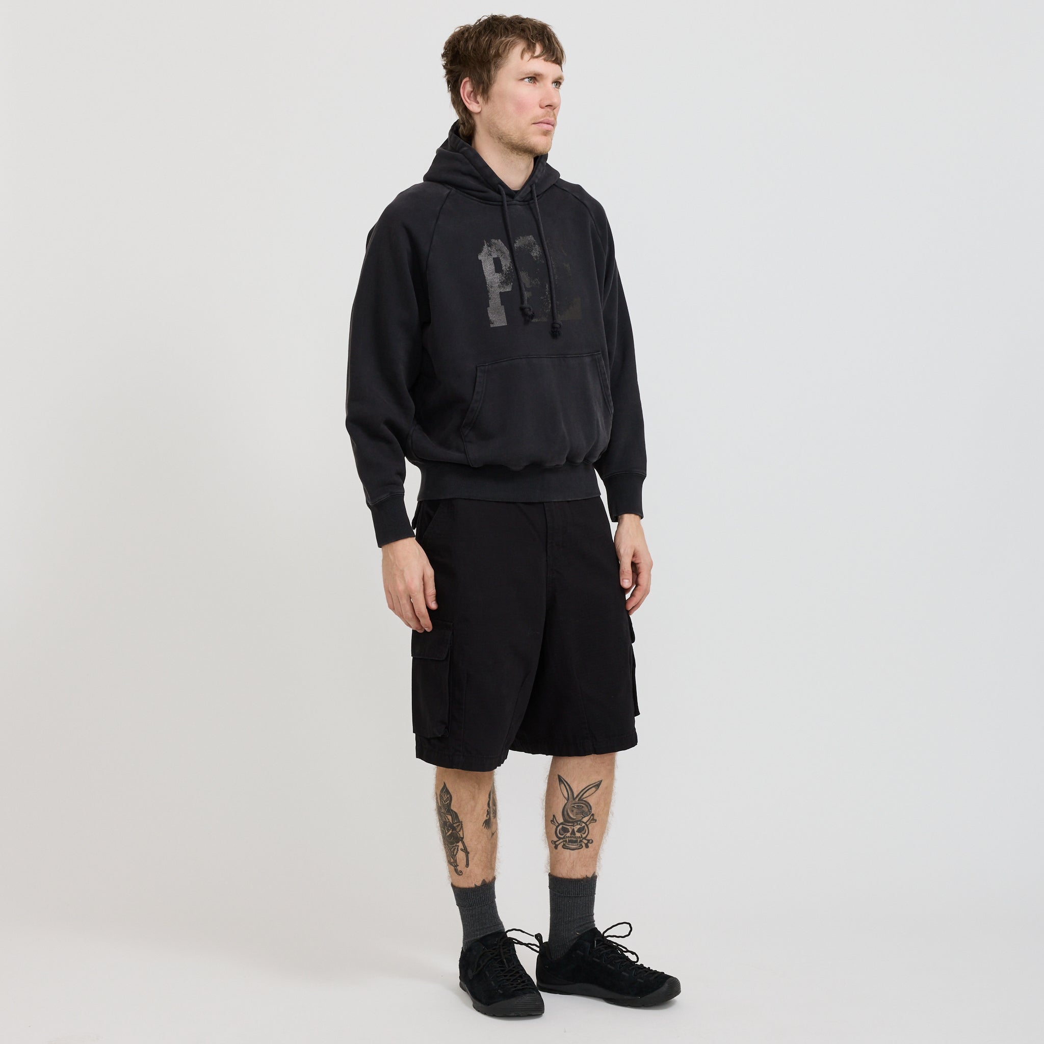 Raglan Drawstring Hoodie Vintage Black