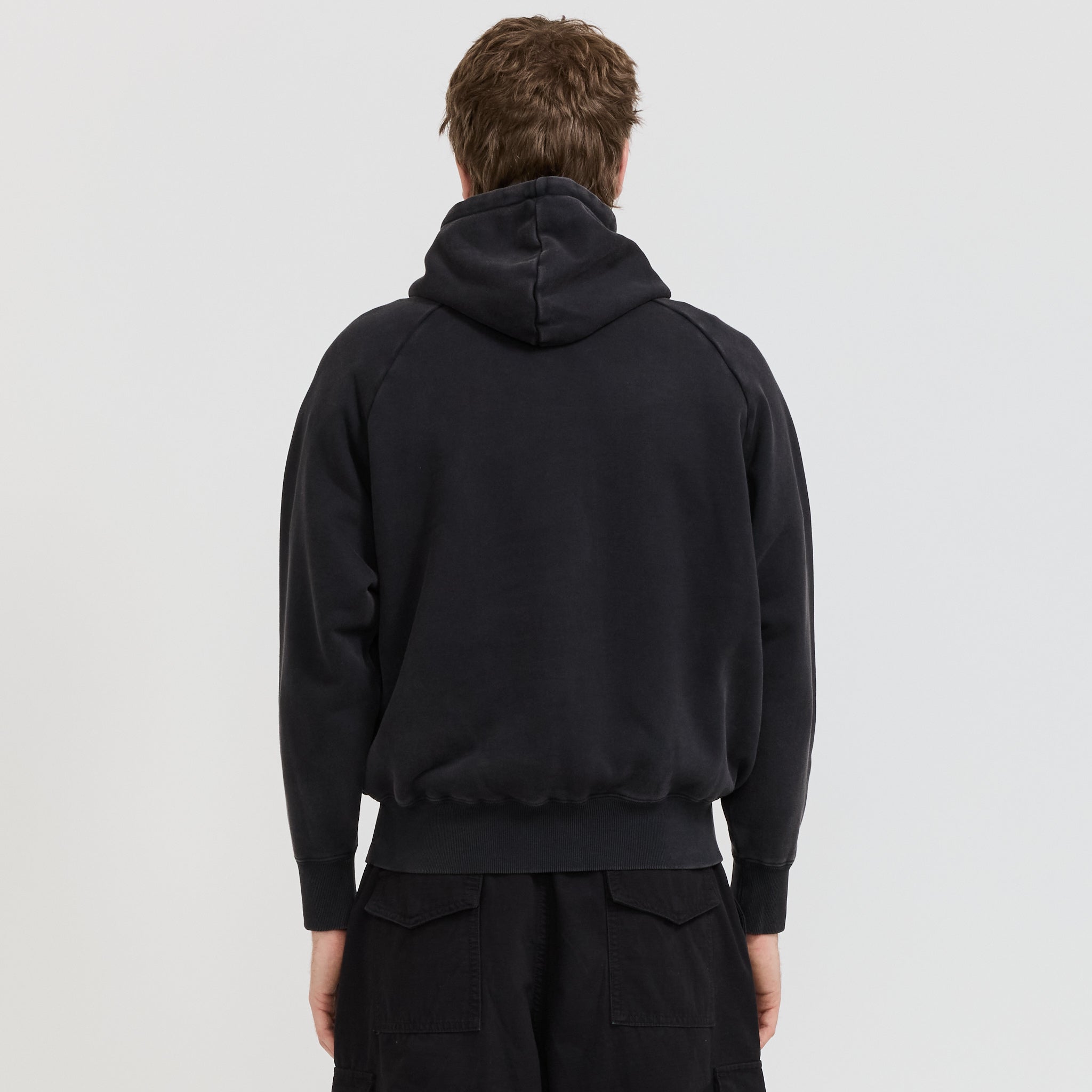 Raglan Drawstring Hoodie Vintage Black