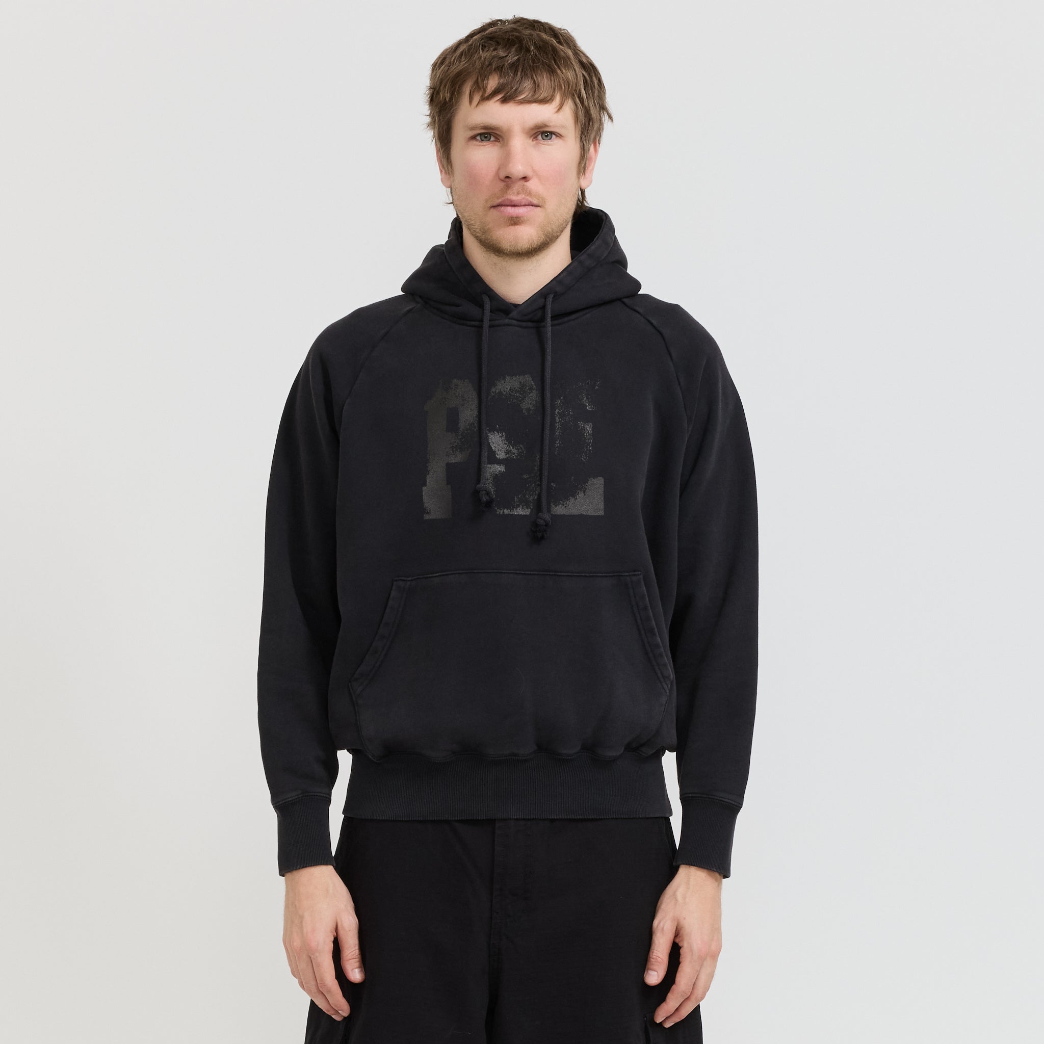 Raglan Drawstring Hoodie Vintage Black