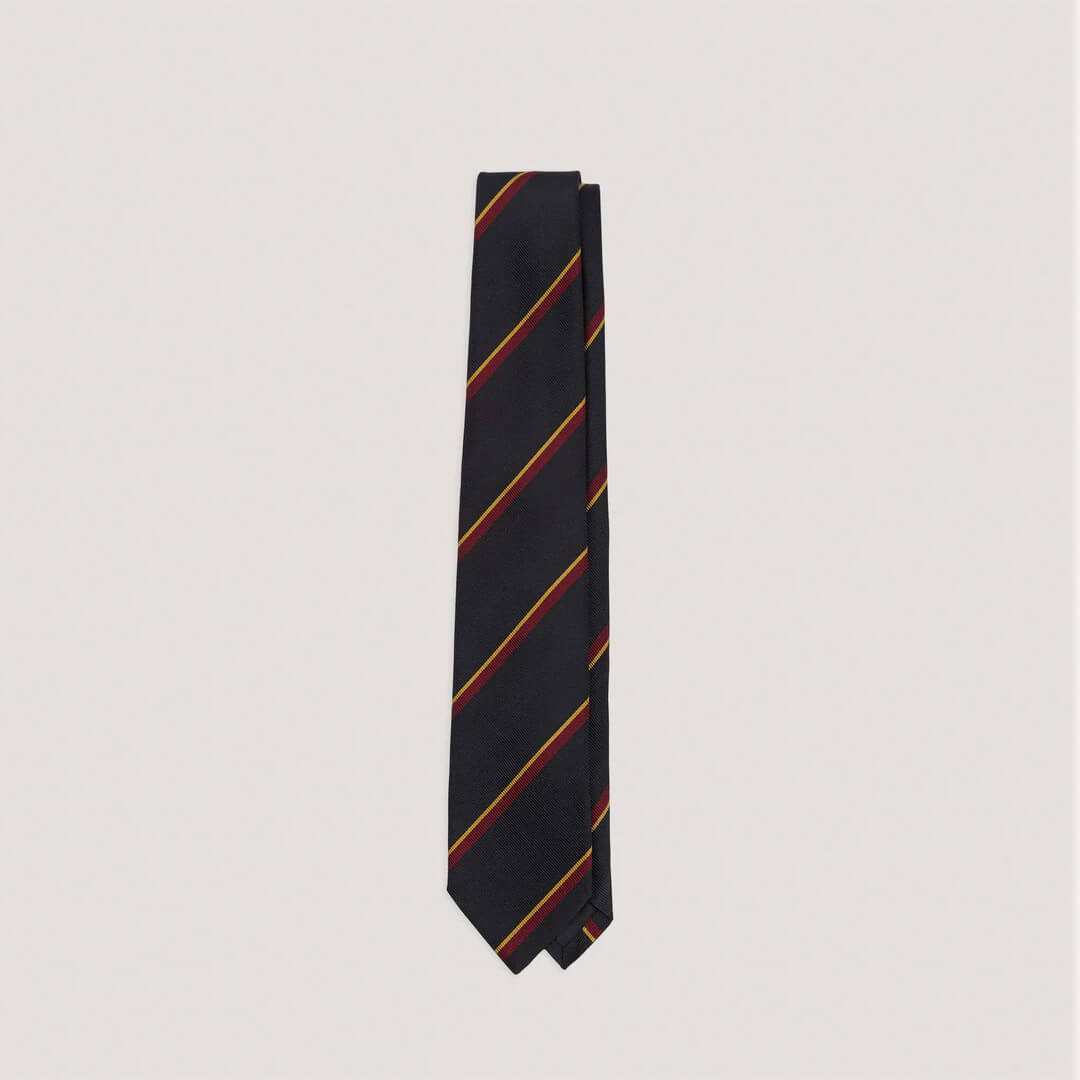 Regimental Stripe Reppe Tie Navy/Red/Yellow