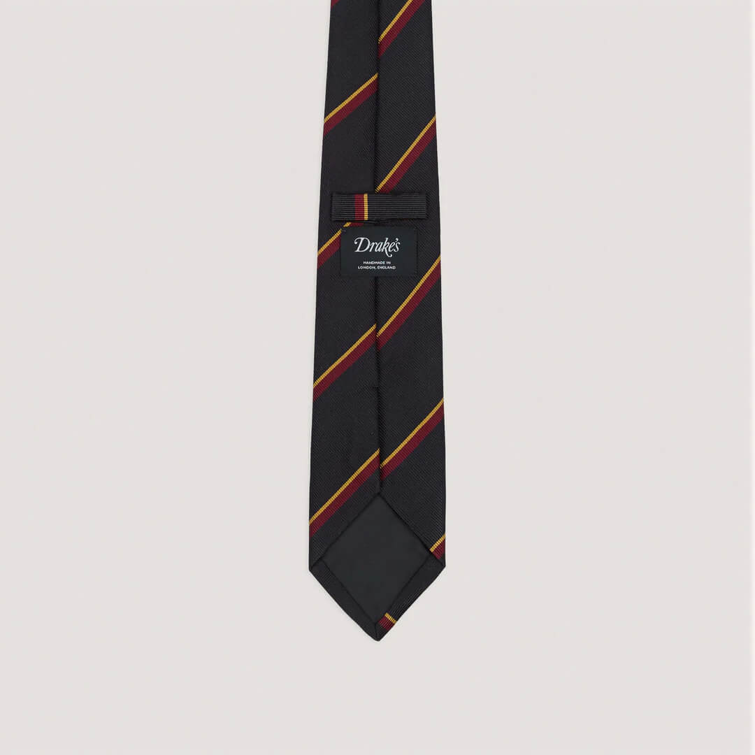 Regimental Stripe Reppe Tie Navy/Red/Yellow