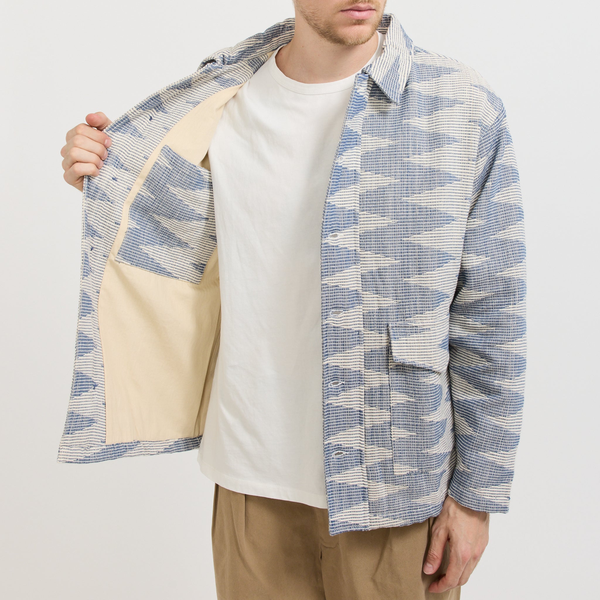 Boxy Overshirt Blue/White Pattern