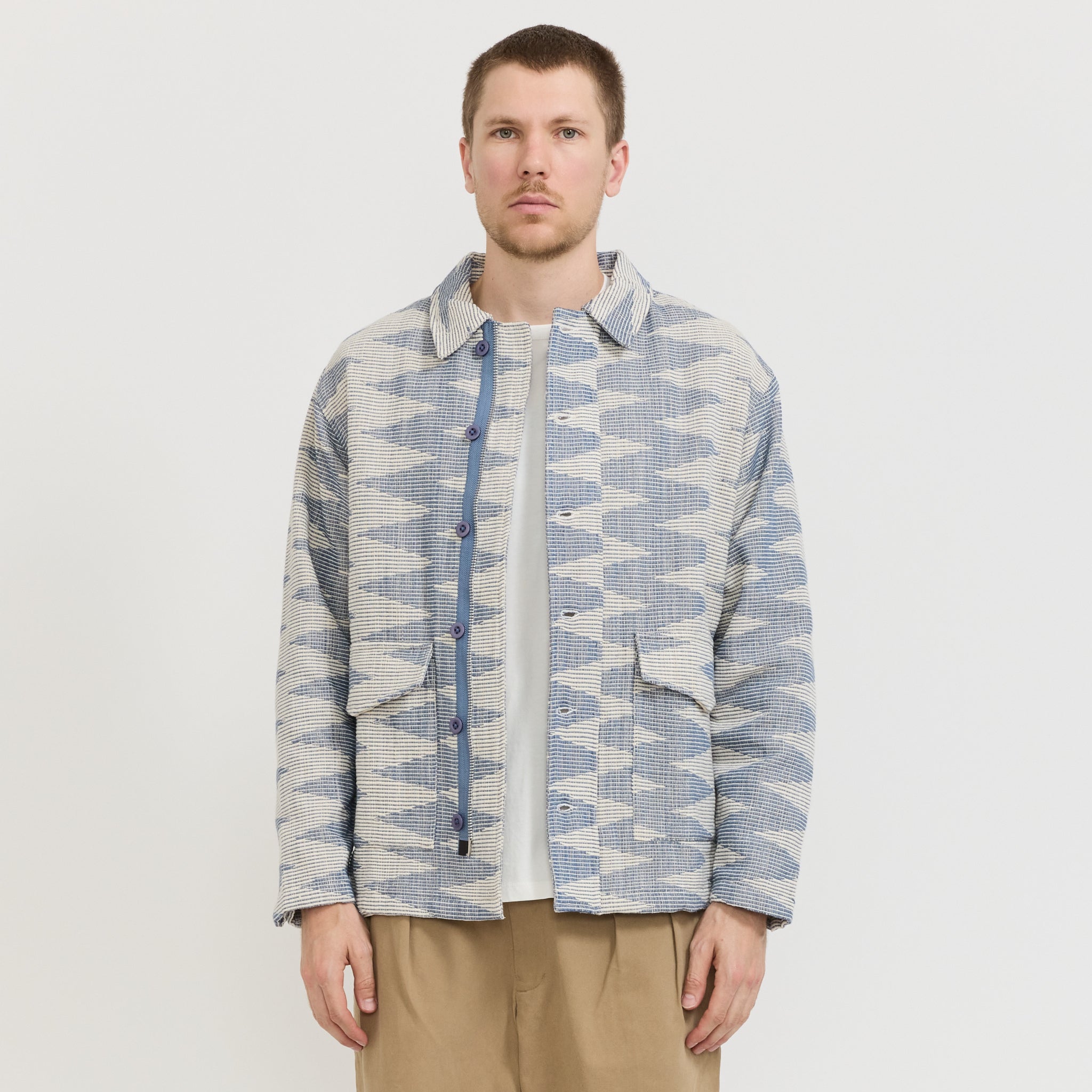 Boxy Overshirt Blue/White Pattern