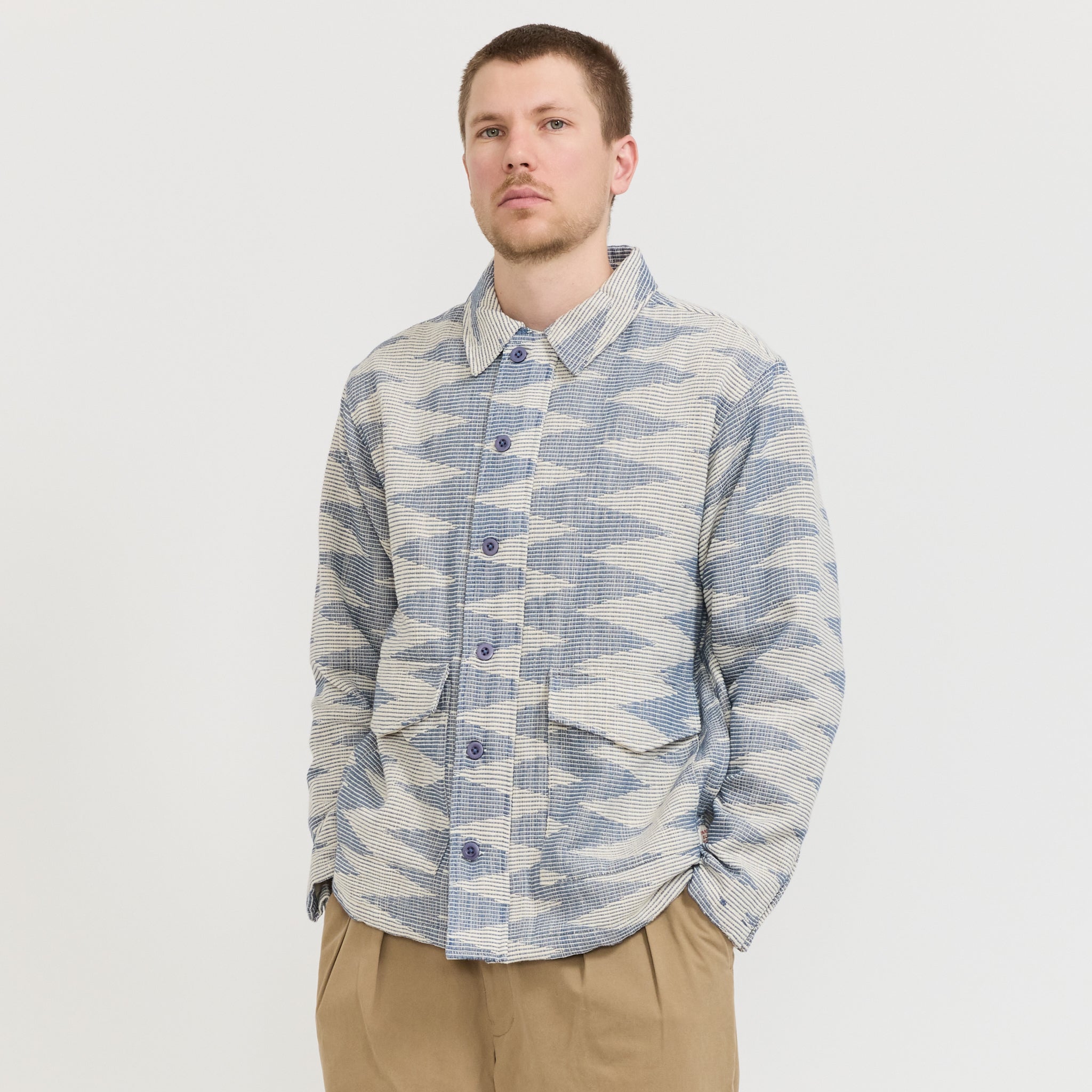 Boxy Overshirt Blue/White Pattern