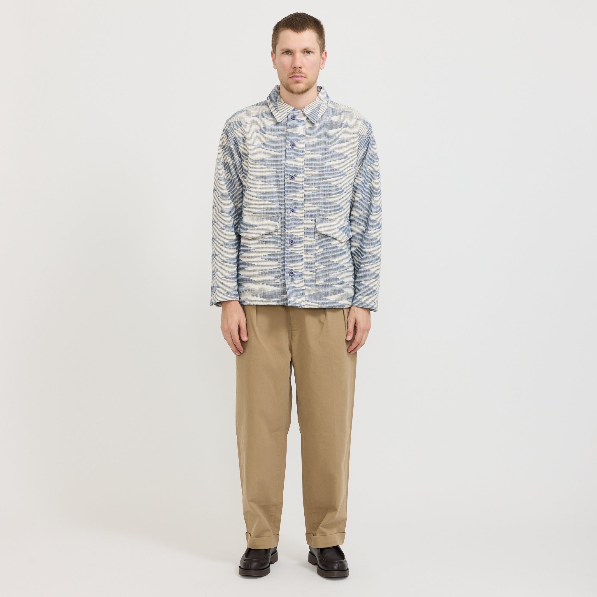 Boxy Overshirt Blue/White Pattern