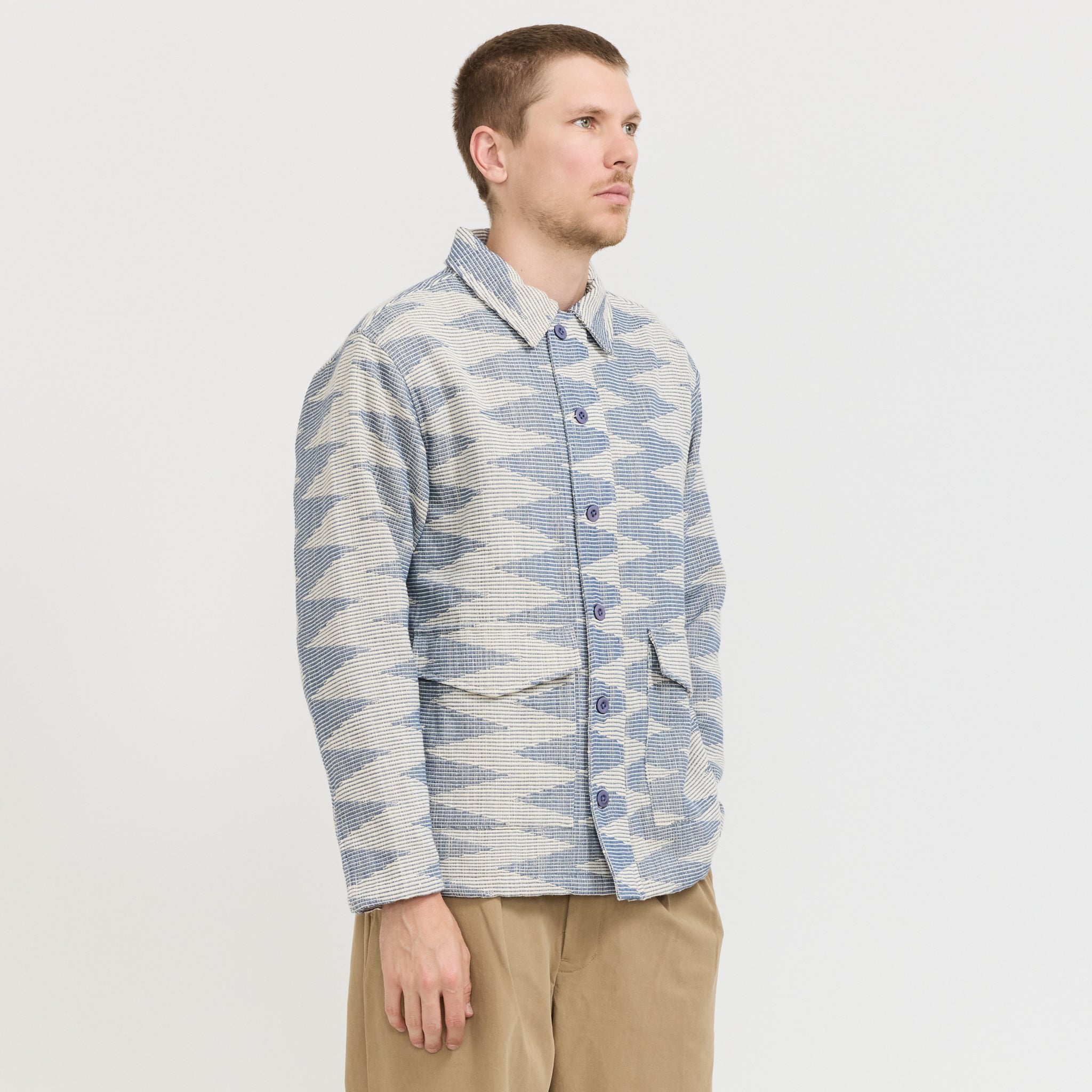Boxy Overshirt Blue/White Pattern
