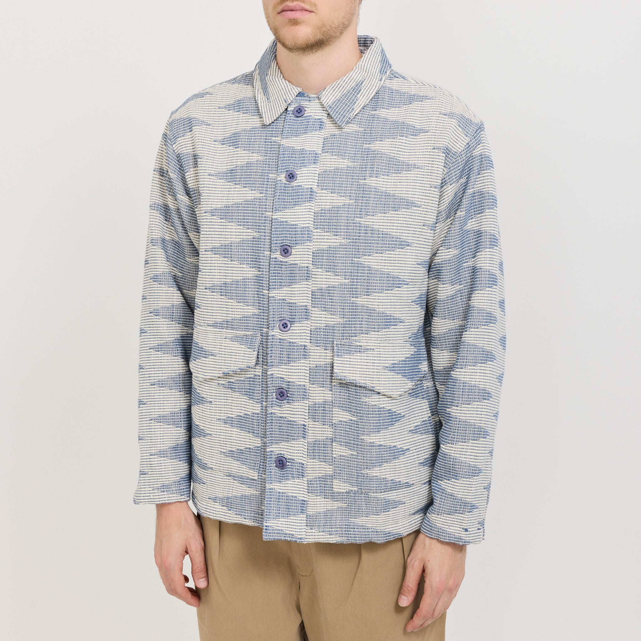 Boxy Overshirt Blue/White Pattern