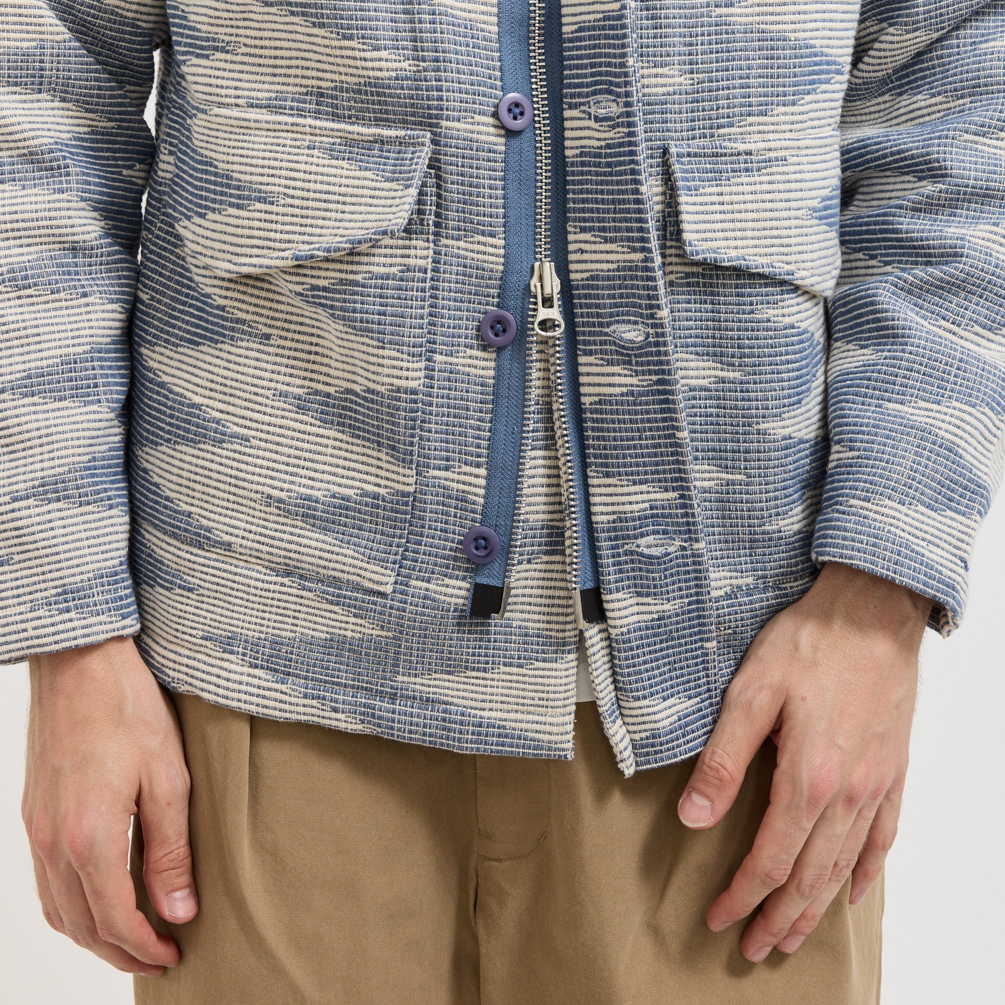 Boxy Overshirt Blue/White Pattern