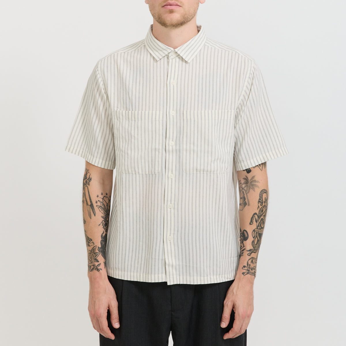 Boxy Shirt Black/White Stripe