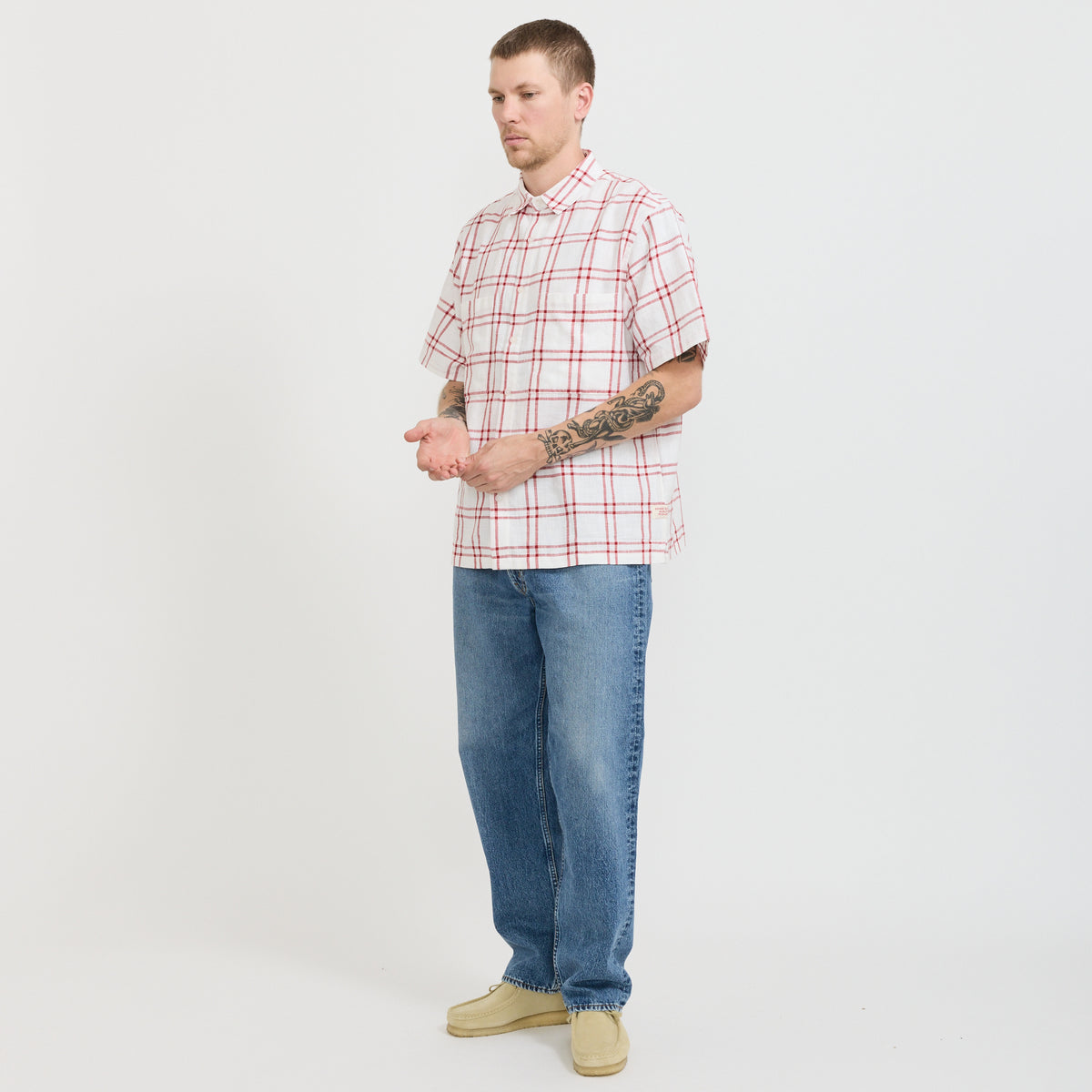 Short Sleeve Shirt White/Red Check