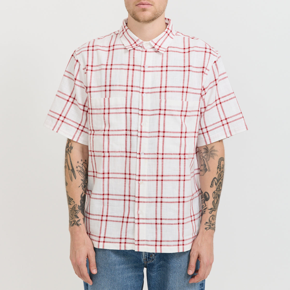 Short Sleeve Shirt White/Red Check