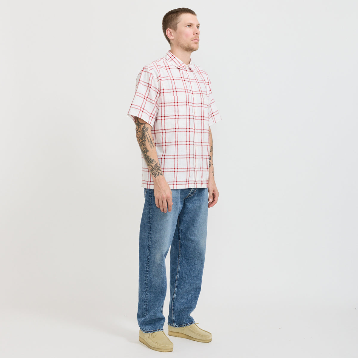 Short Sleeve Shirt White/Red Check