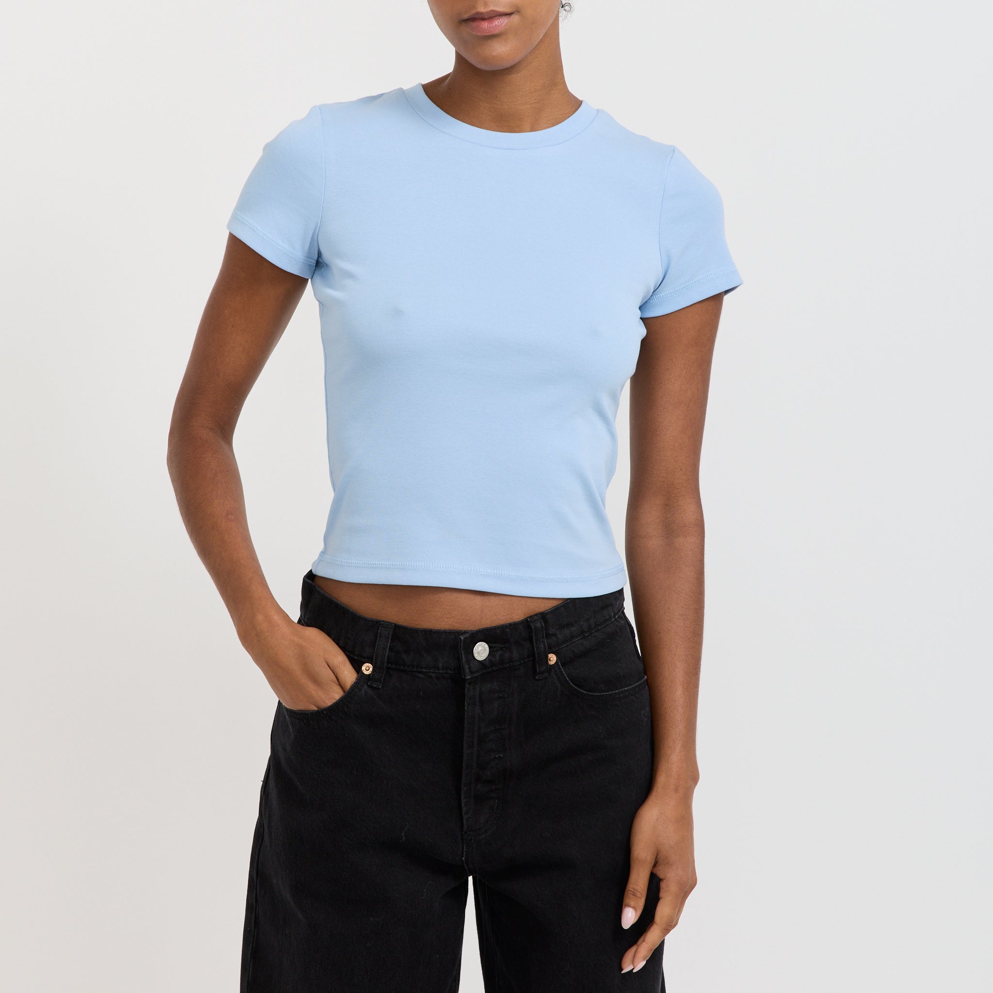 Rollas | Baby Tee Plain Soft Blue | Maplestore