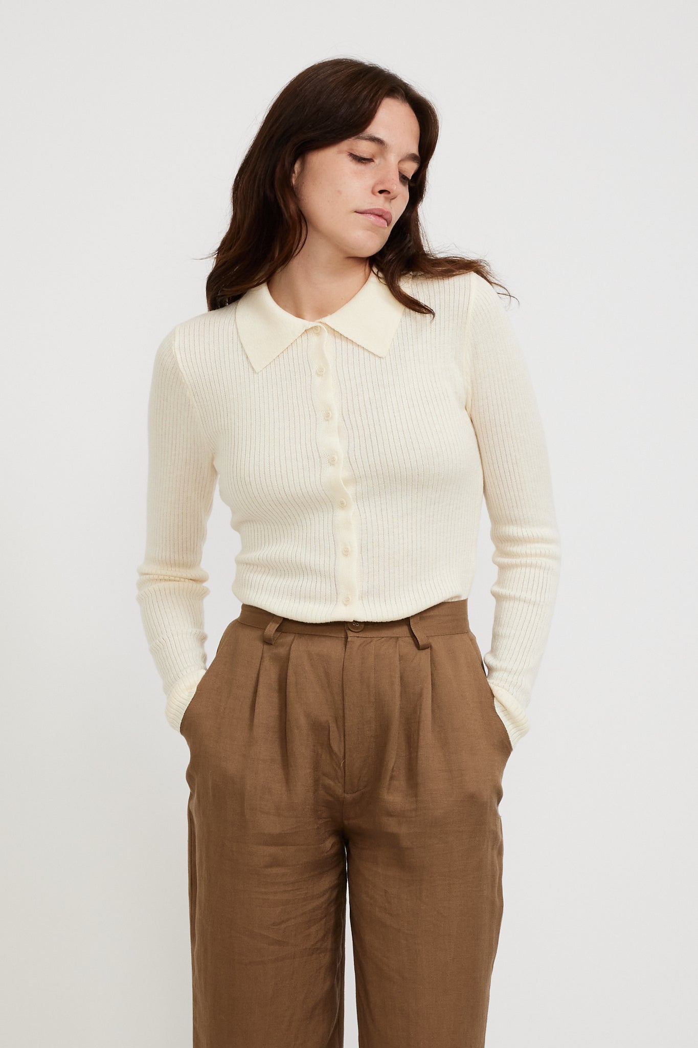 Rollas | Caroline Knit Longsleeve Top Buttercream | Maplestore