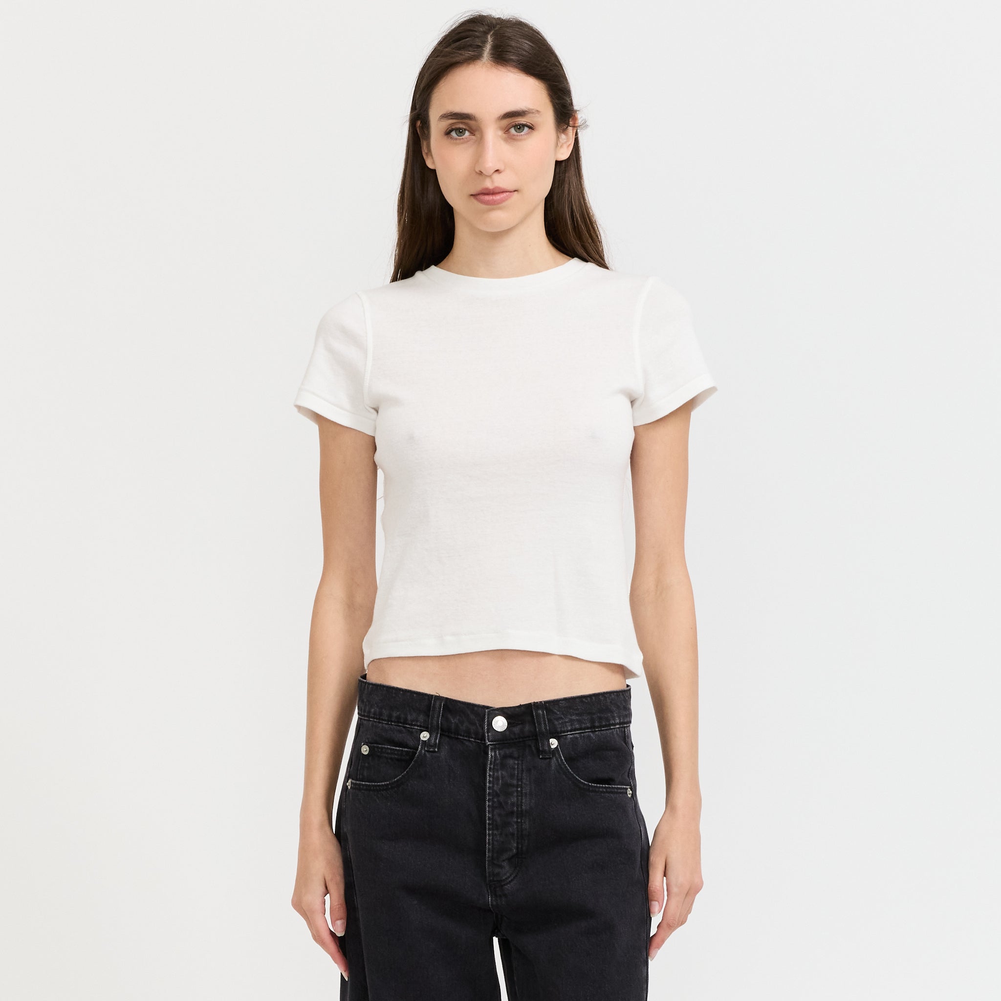 Pointe Rib Baby Tee White