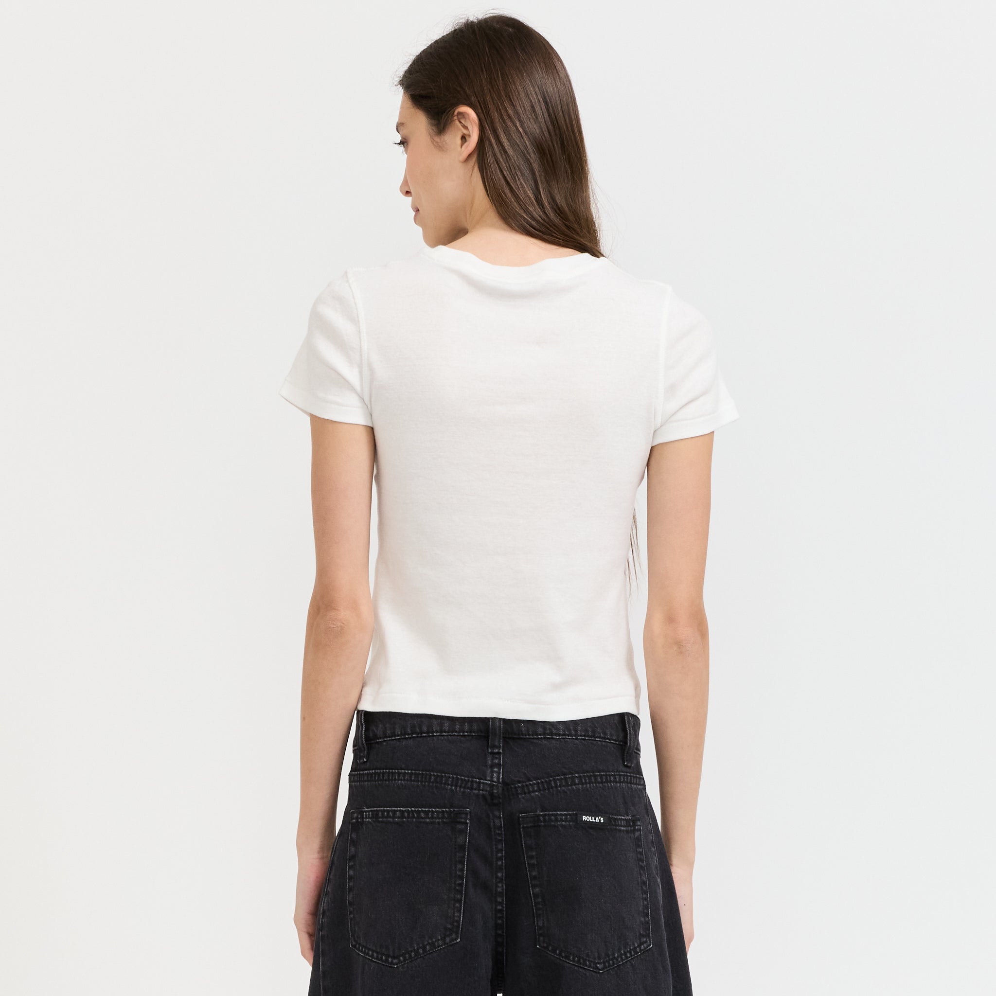 Pointe Rib Baby Tee White