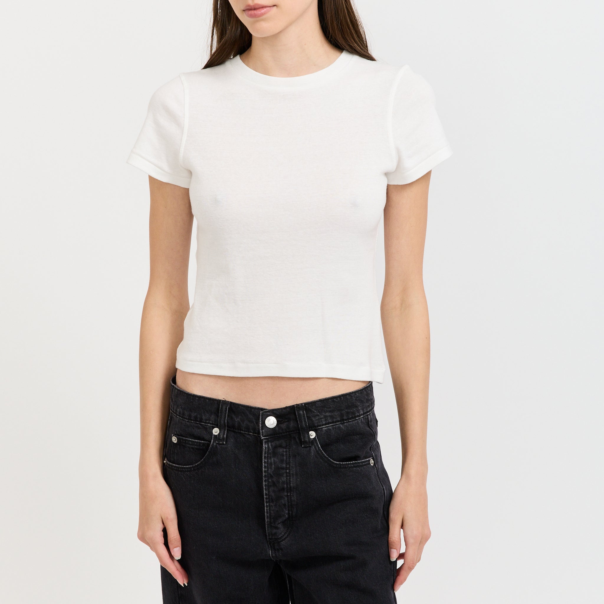 Pointe Rib Baby Tee White
