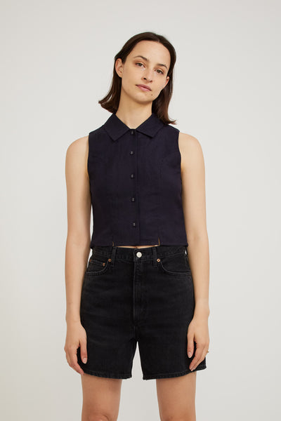 Rollas | Nina Top Linen Navy | Maplestore