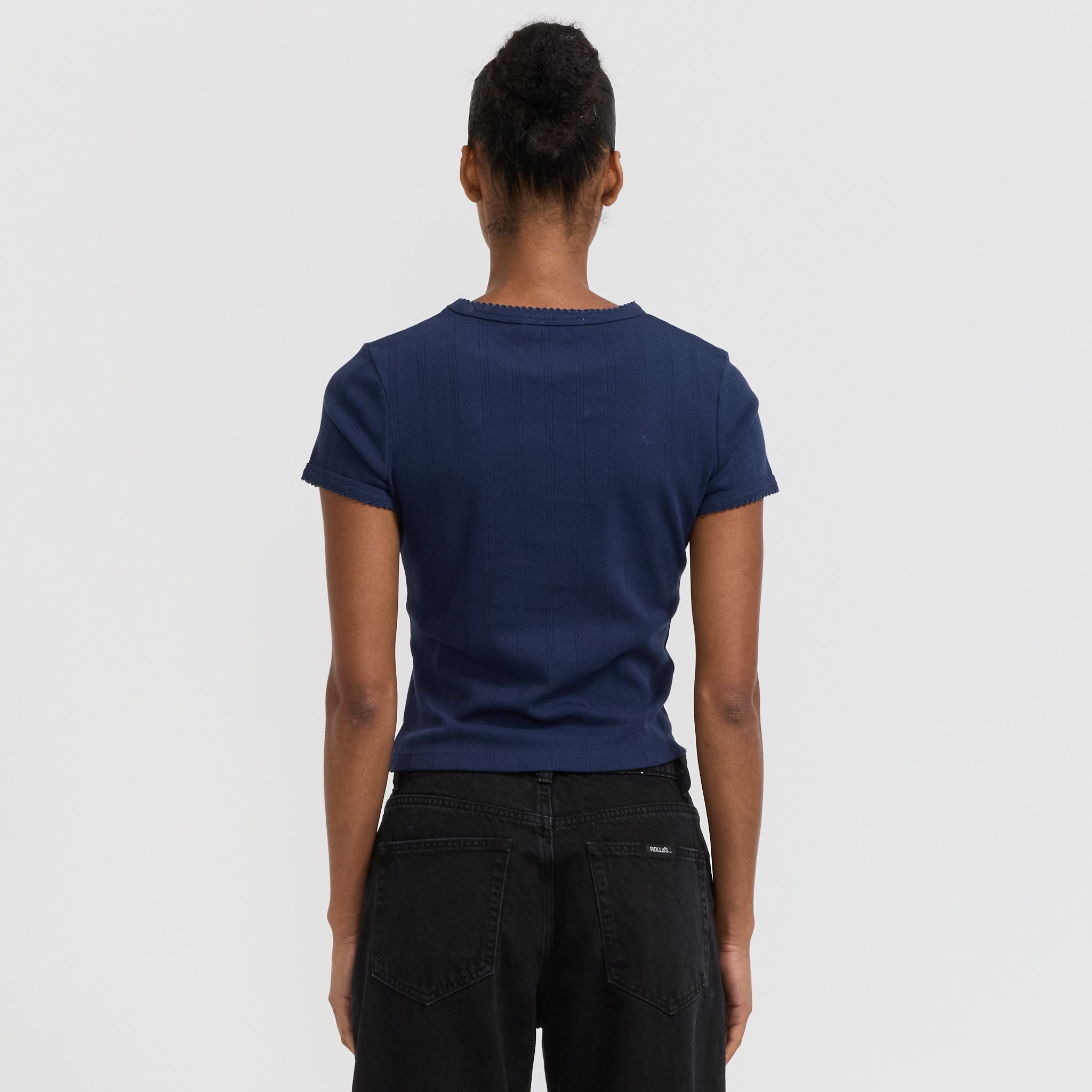 Rollas | Pointelle Classic Tee Navy | Maplestore