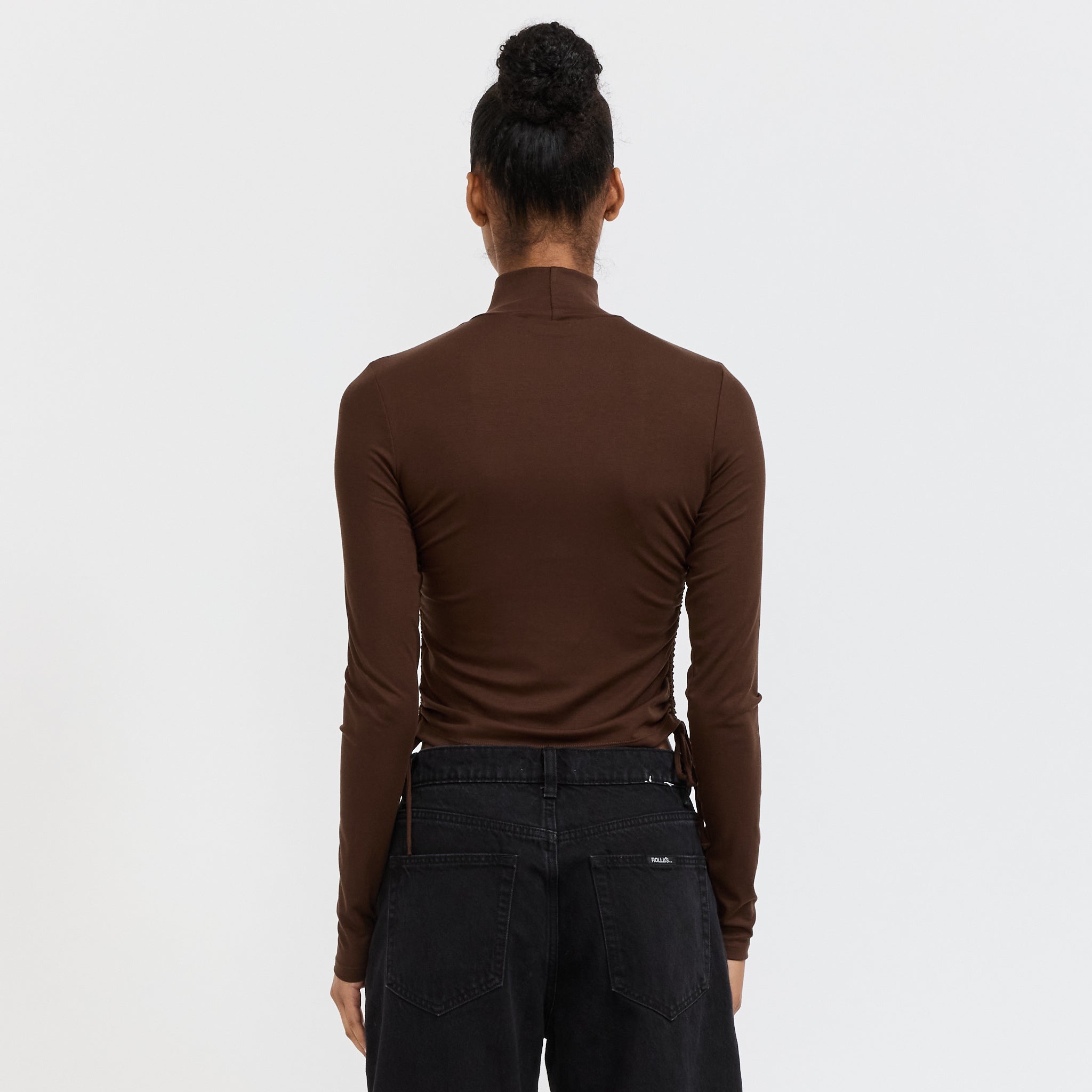 Selena Rouched Long Sleeve Top Espresso