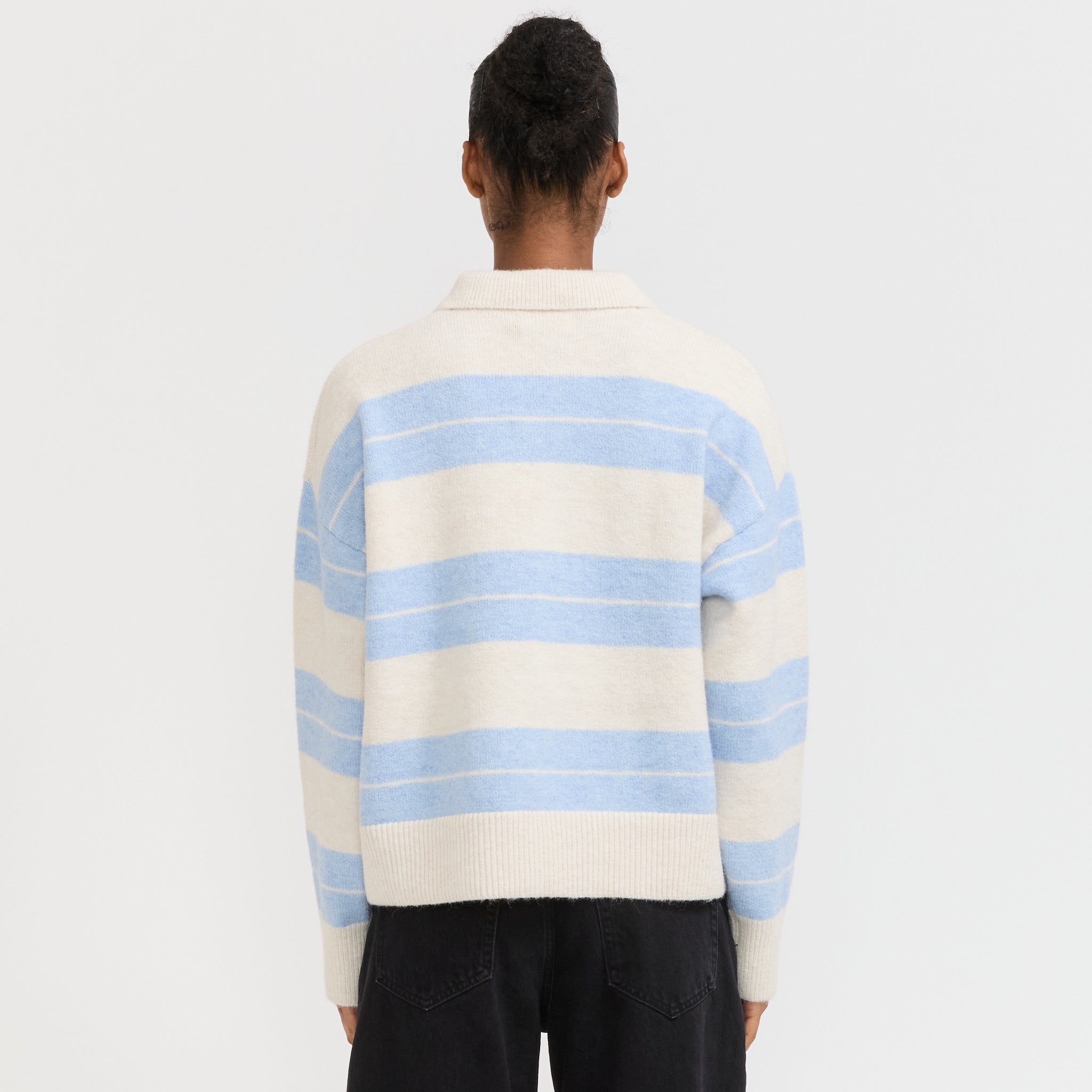 Rollas | Sofia Stripe Polo Soft Blue | Maplestore