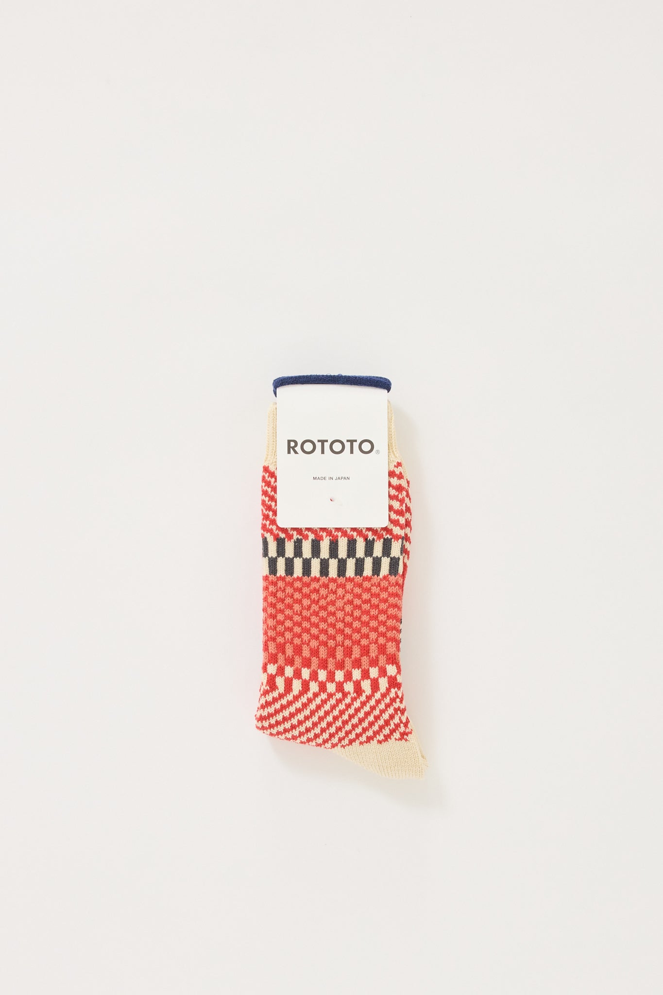 Rototo | Check & Step Socks Red | Maplestore