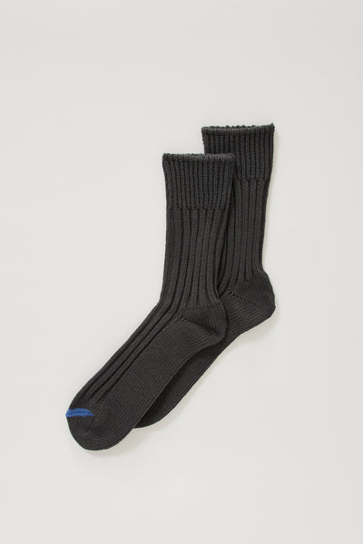 Rototo | Chunky Ribbed Crew Socks Charcoal | Maplestore
