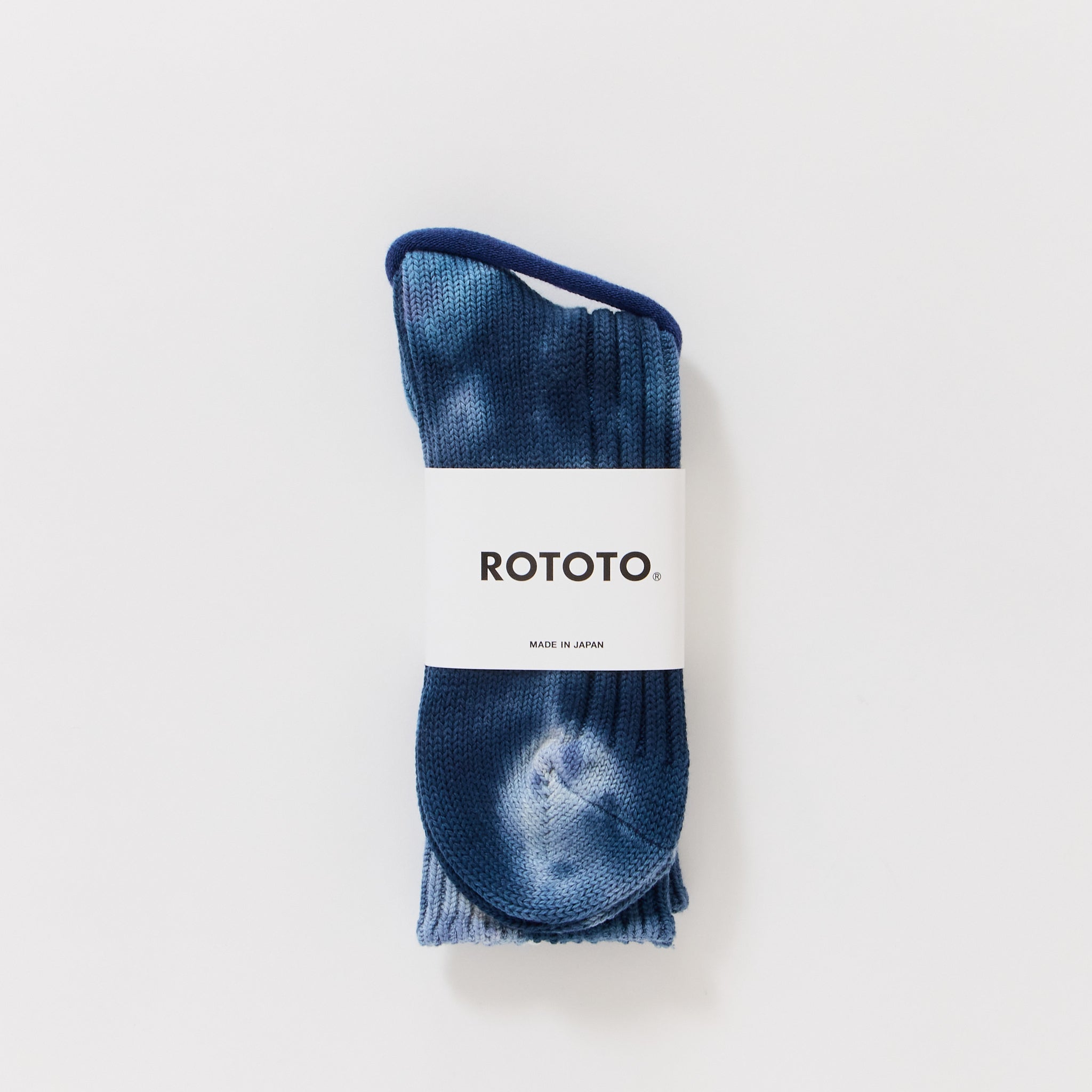 Chunky Ribbed Crew Socks Tie Dye Indigo/Navy