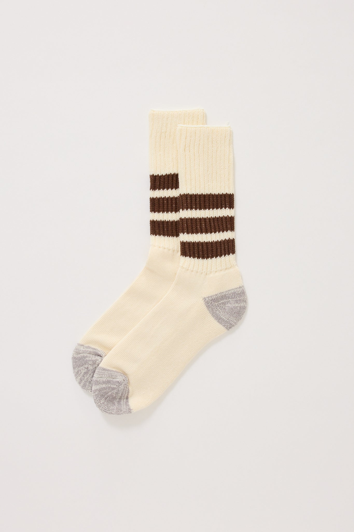 Coarse Ribbed Old School Crew Socks Brown