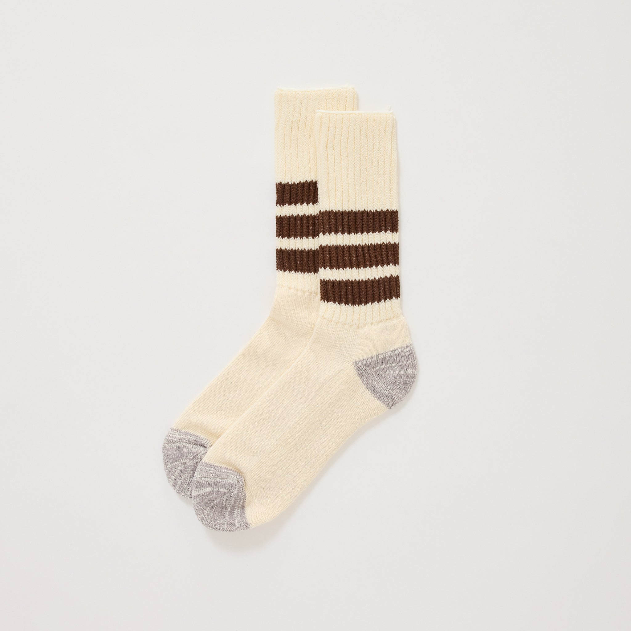 Coarse Ribbed Old School Crew Socks Brown